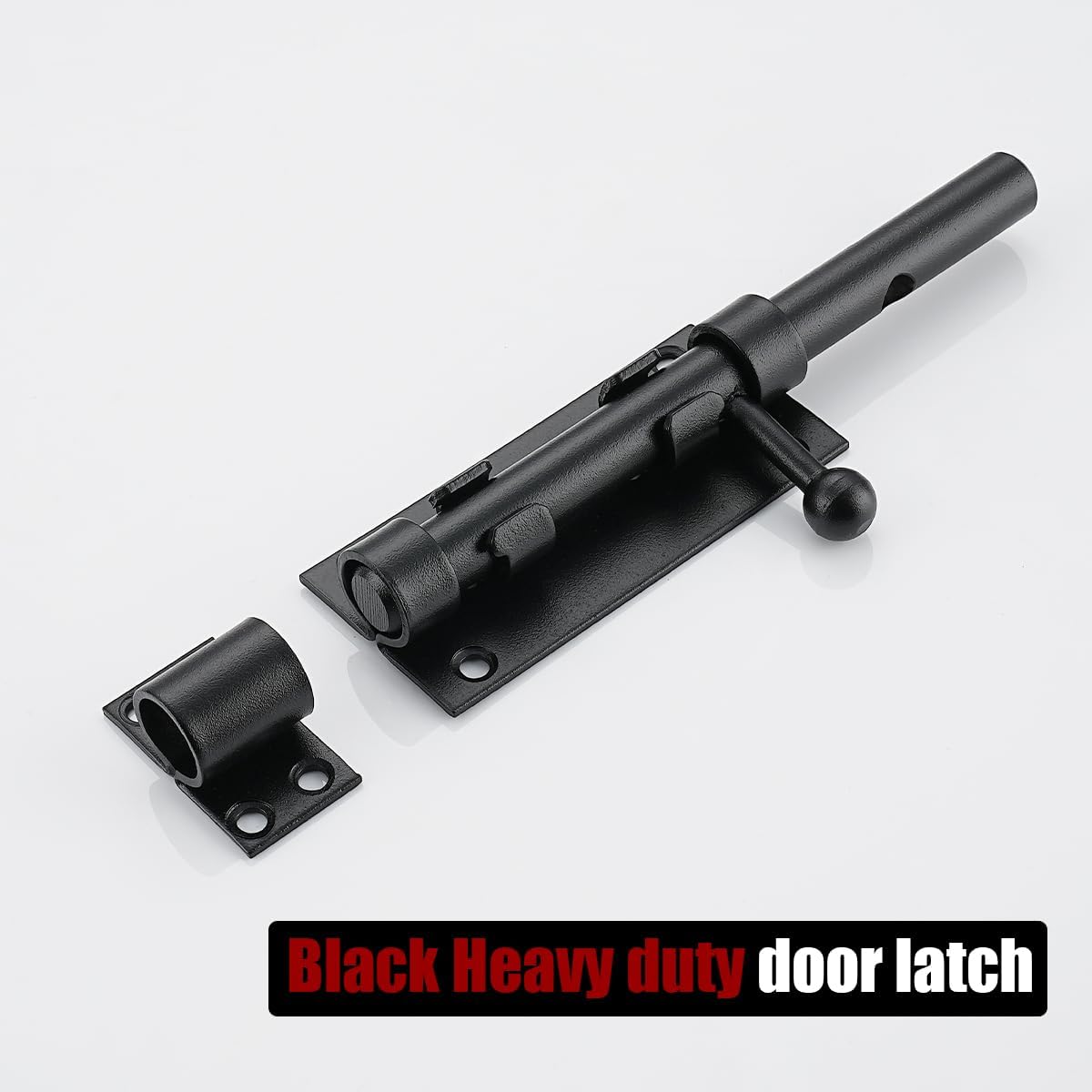 Heavy Duty Black Sliding Bolt Gate Latch 6.3 Inch, 2 Pack Interior Door Latches with Padlock Hole - 304 Stainless Steel Bar Bolt, Thick 2.4mm - DL300-BK-P2