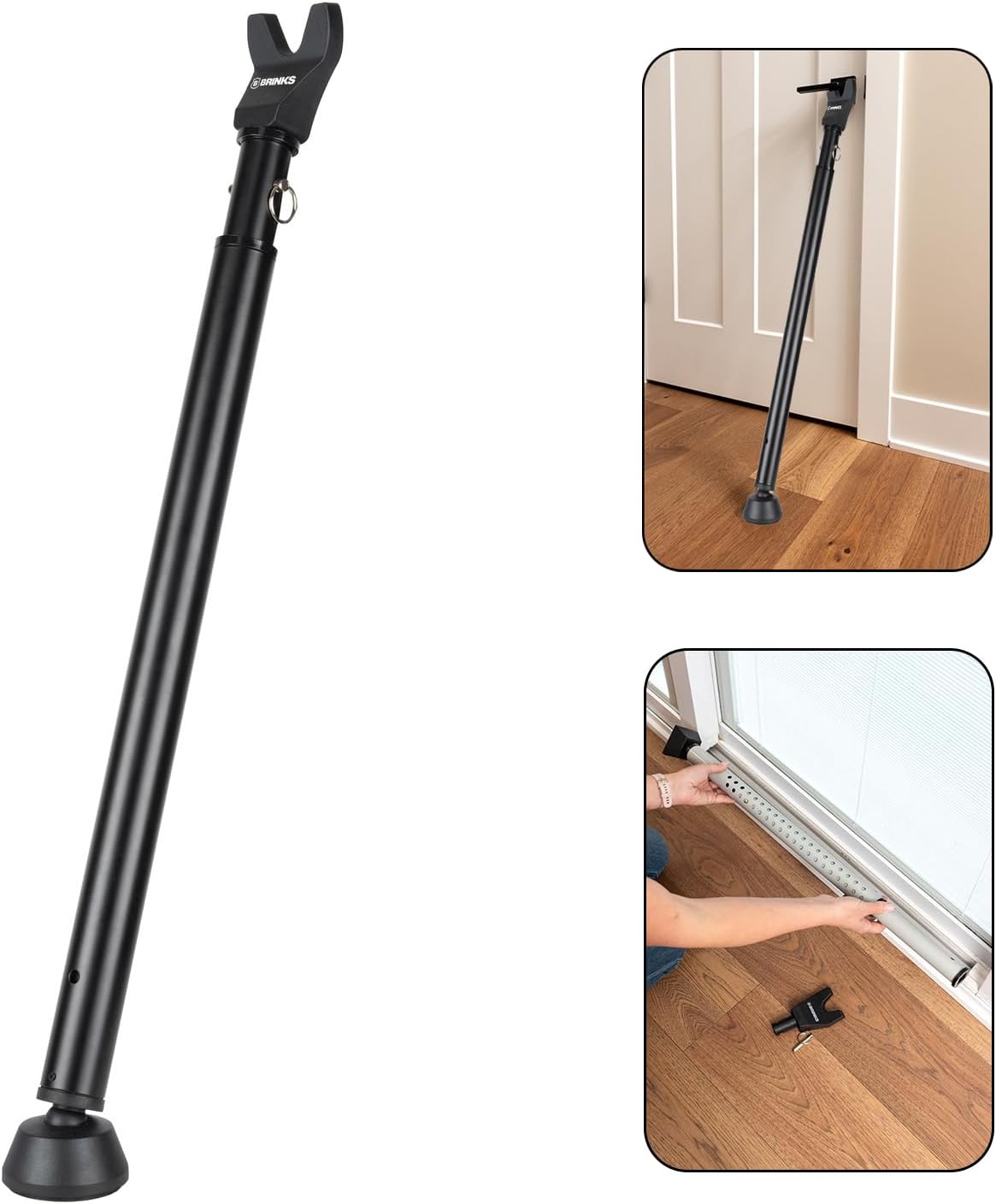 Heavy Duty BRINKS Security Bundle: 50mm Dial Combination Padlock & Portable Door Security Bar - Adjustable Door Jammer for Travel, Home, and More