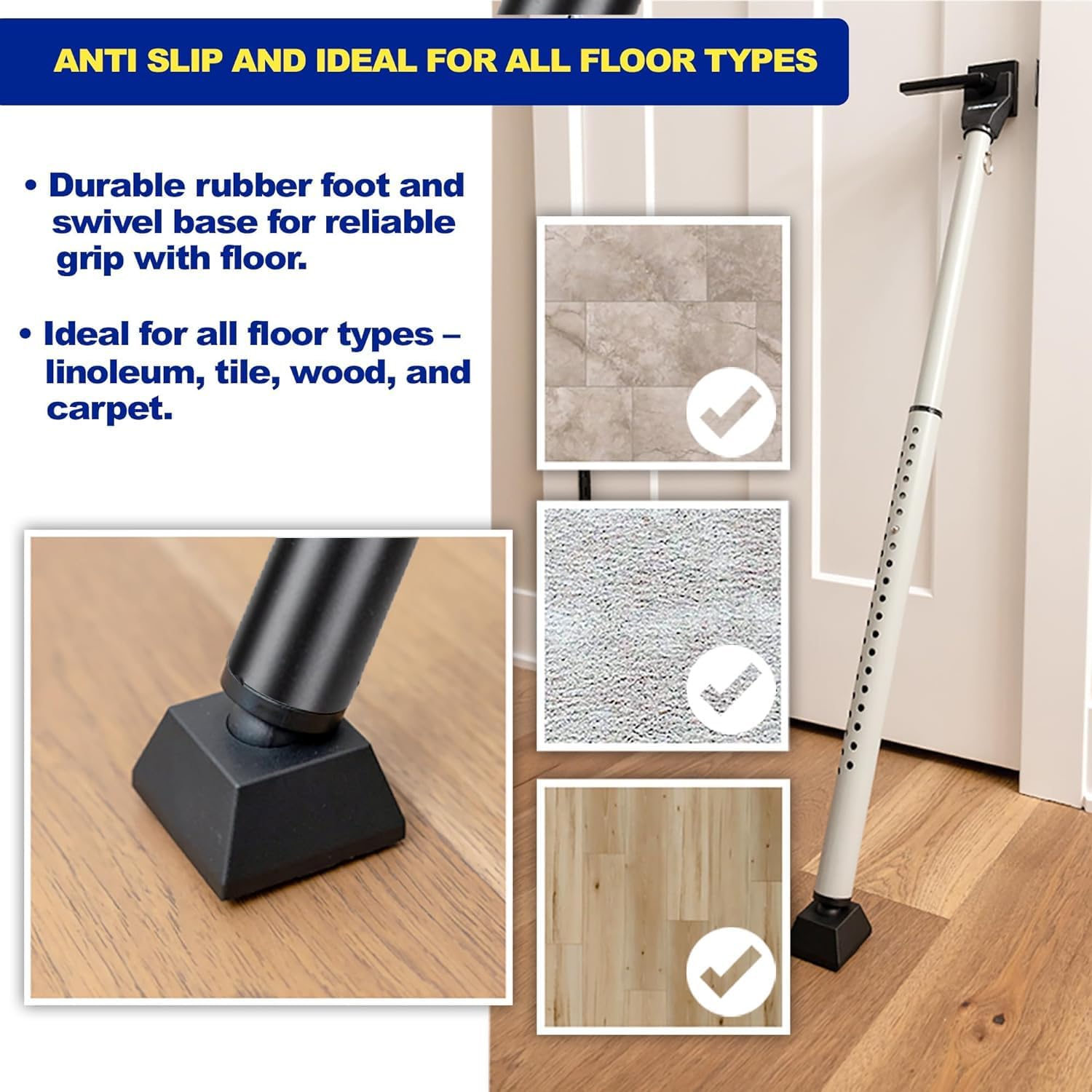 Heavy Duty BRINKS Security Bundle: 50mm Dial Combination Padlock & Portable Door Security Bar - Adjustable Door Jammer for Travel, Home, and More