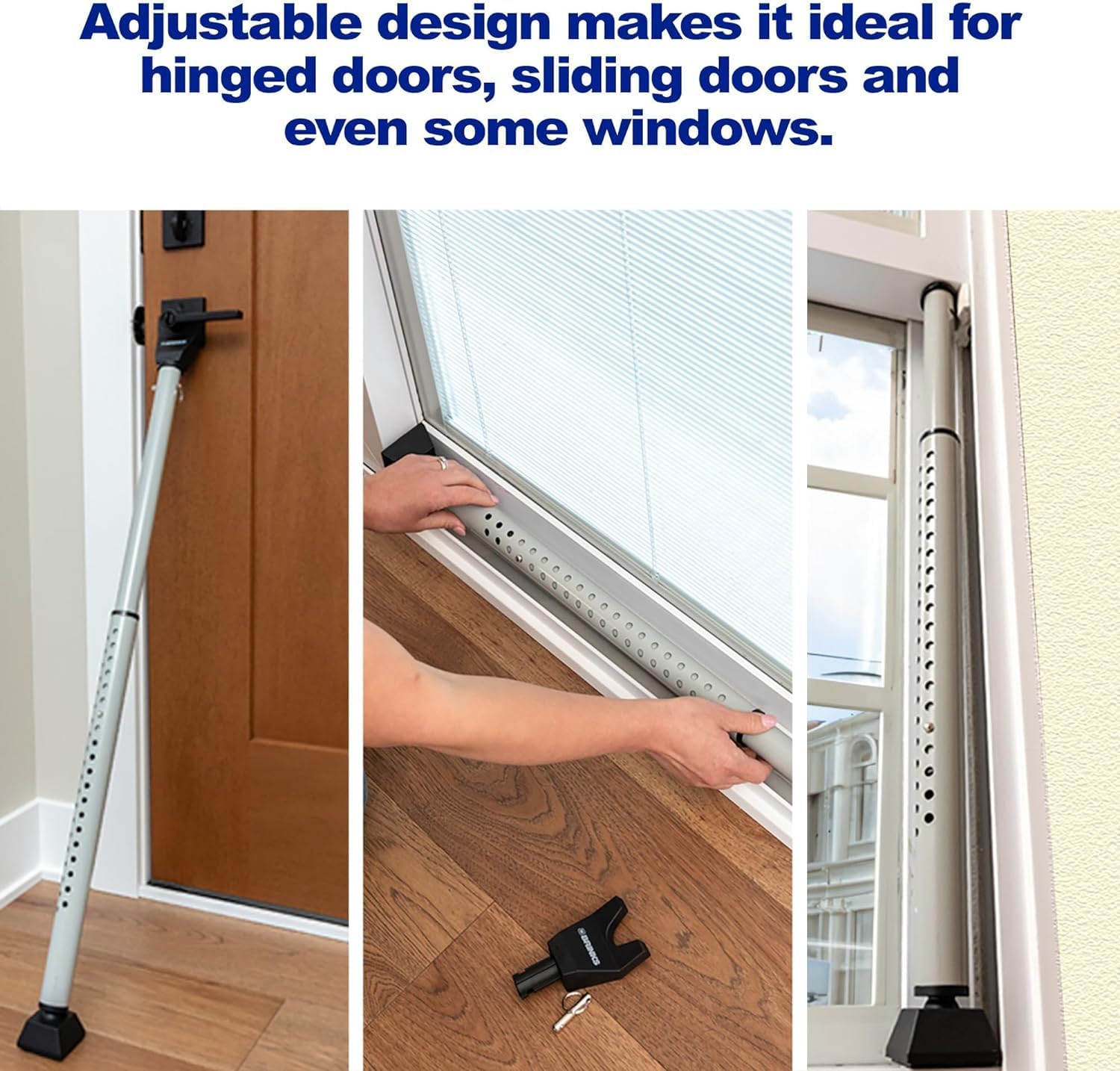 Heavy Duty BRINKS Security Bundle: 50mm Dial Combination Padlock & Portable Door Security Bar - Adjustable Door Jammer for Travel, Home, and More