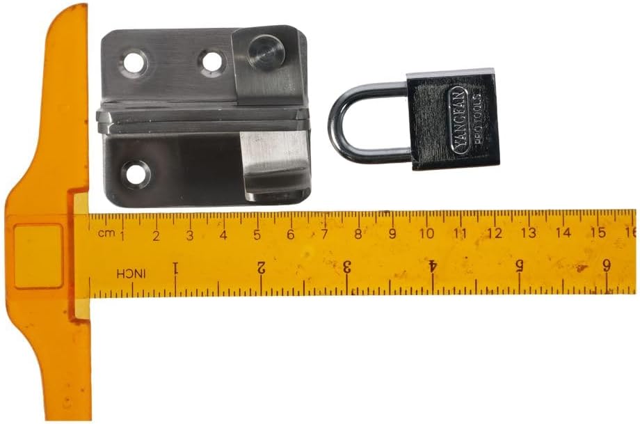 Heavy Duty Brushed Flip Latch Gate Latches Set with Padlock for Barn Cabinet, Garage Window, Sliding Door - Slide Bolt Latch Door Lock Catch