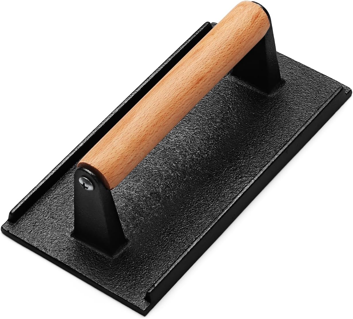 Heavy Duty Cast Iron Burger Press for Blackstone Griddle - Rectangular Smash Burger Press with Wood Handle - Ideal for Bacon, Sandwiches, Paninis - 8.2x4.2 Inches