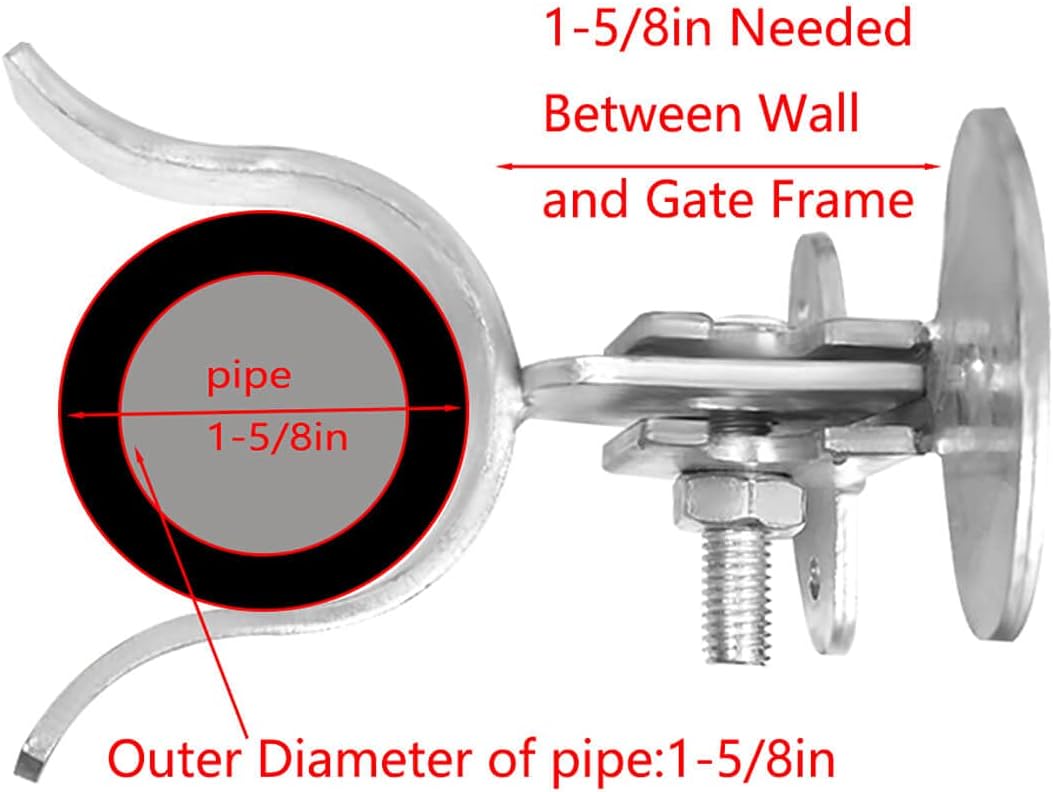 Heavy Duty Chain Link Fork Gate Latch with Padlock Hole, Wall Mount Fence Gate Latch (1-5/8" X 1-5/8")