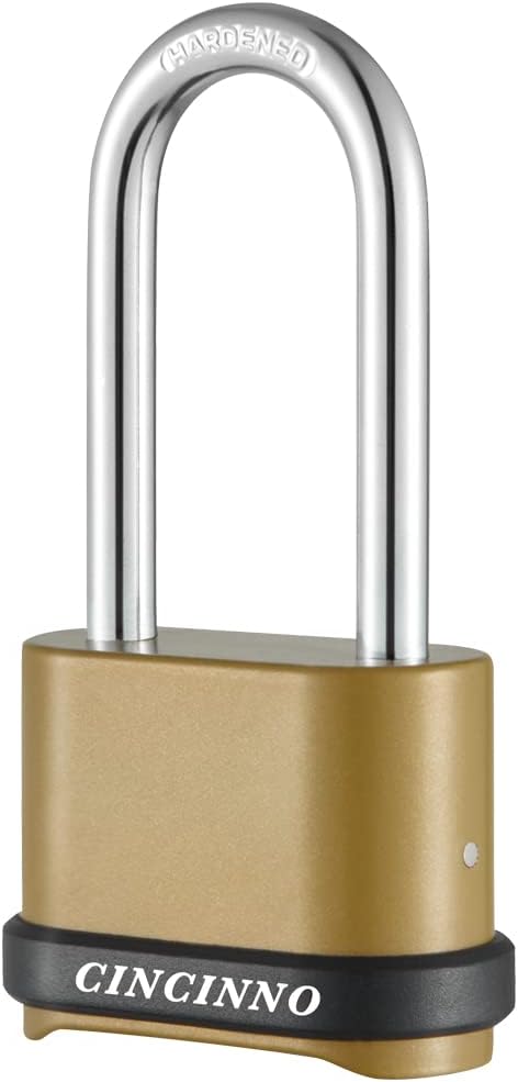 Heavy Duty CINCINNO 4 Digit Combination Lock with Long Shackle for Outdoor Use - Ideal for Sheds, Lockers, Storage Units, Gyms, and Gates - WildKart
