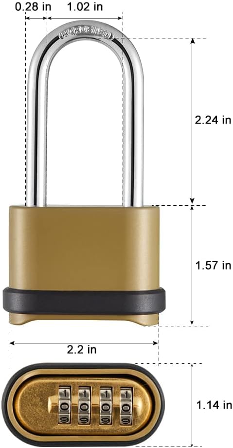 Heavy Duty CINCINNO 4 Digit Combination Lock with Long Shackle for Outdoor Use - Ideal for Sheds, Lockers, Storage Units, Gyms, and Gates - WildKart