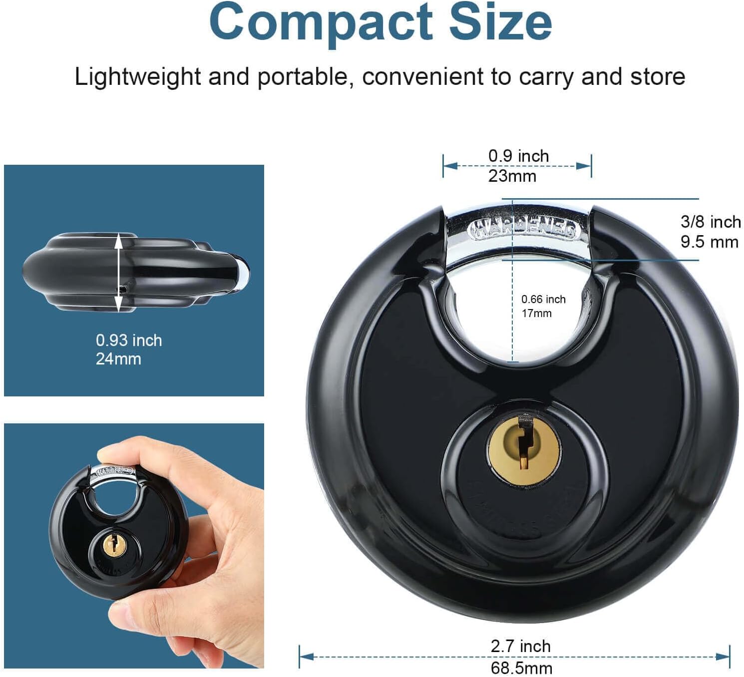 Heavy Duty Combination and Keyed Padlocks for Outdoor Storage, Gates, and Fences - Set of DAYGOS Disc Padlocks