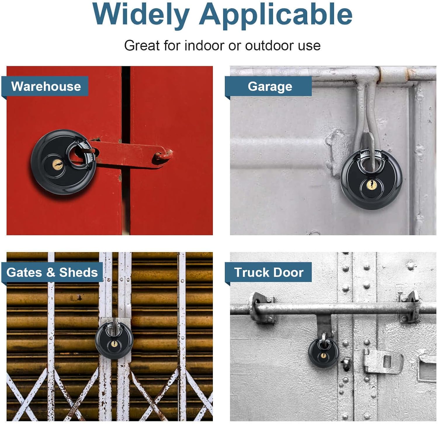 Heavy Duty Combination and Keyed Padlocks for Outdoor Storage, Gates, and Fences - Set of DAYGOS Disc Padlocks