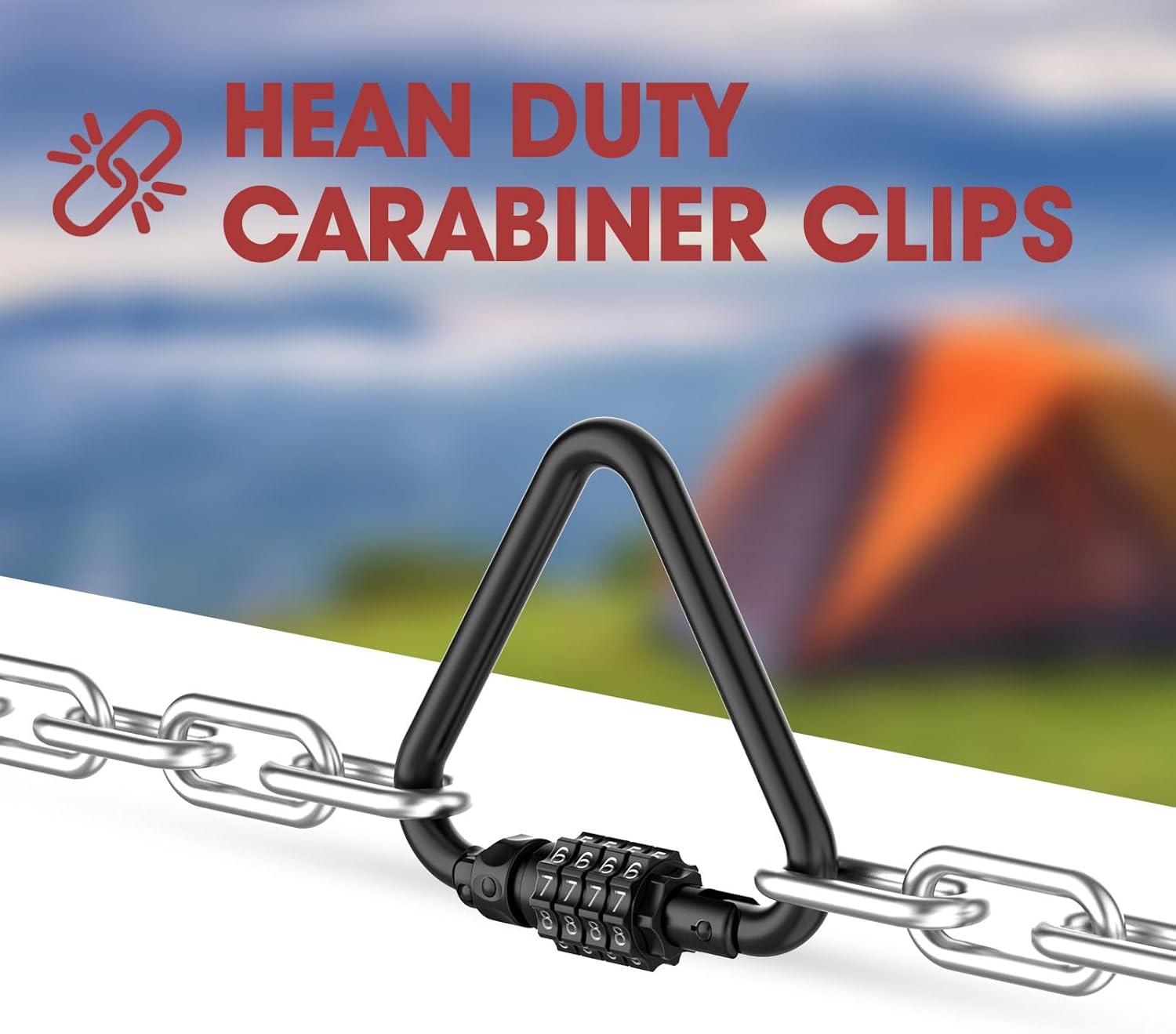 Heavy Duty Combination Locks with Carabiner Clip - 4-Digit Triangles Code for Bike, Suitcase, Travel Bag (2 Pack, Black)