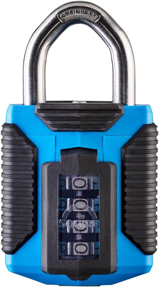 Heavy Duty Combination Padlock with Tough Steel Shackle - Weatherproof and Corrosion-Resistant Lock for Home, School, and Garage - All Terrain Marine Blue Color - WildKart