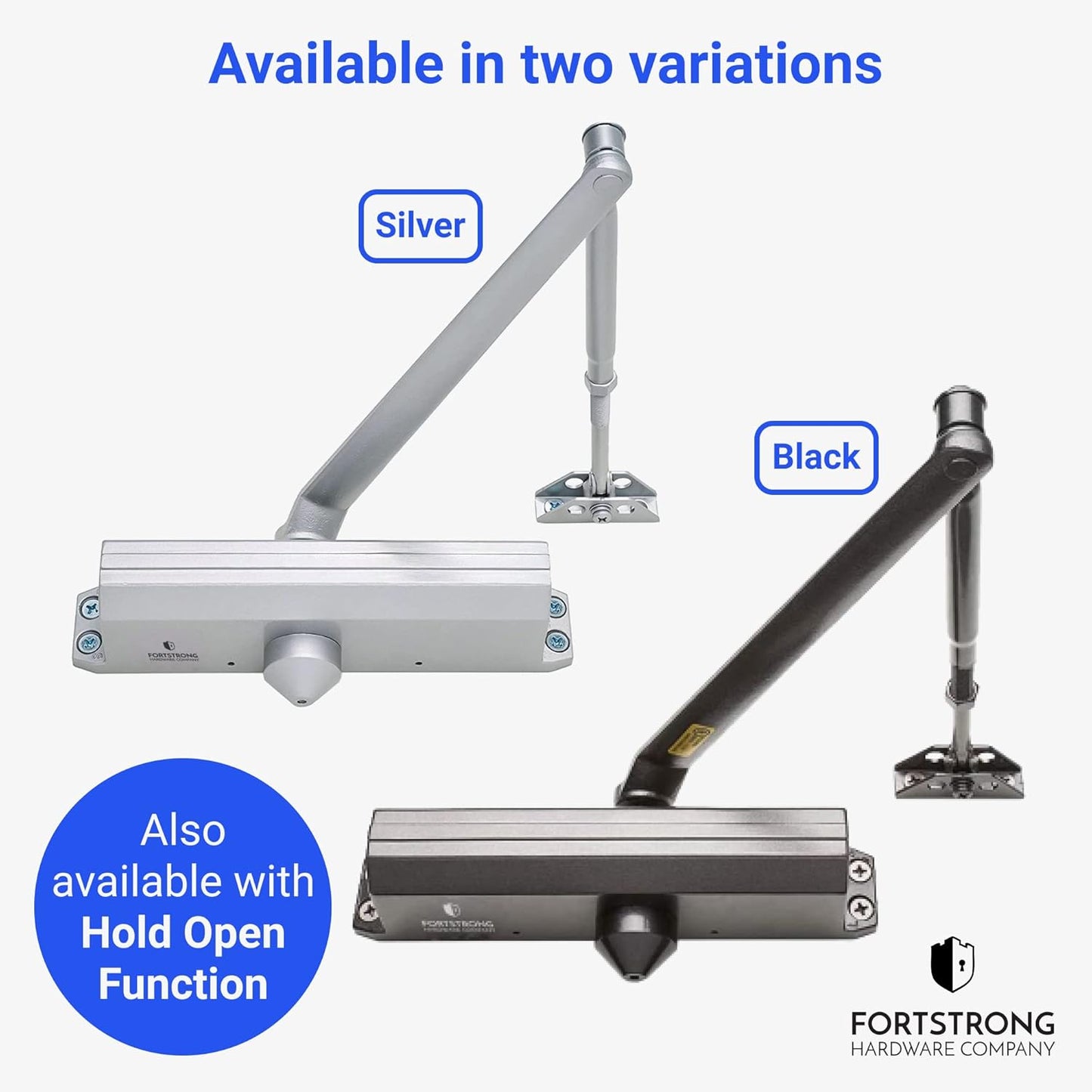 Heavy Duty Commercial Door Closer (Silver) - UL Listed Grade 1 ADA Hydraulic Automatic Door Closer - FS-7600