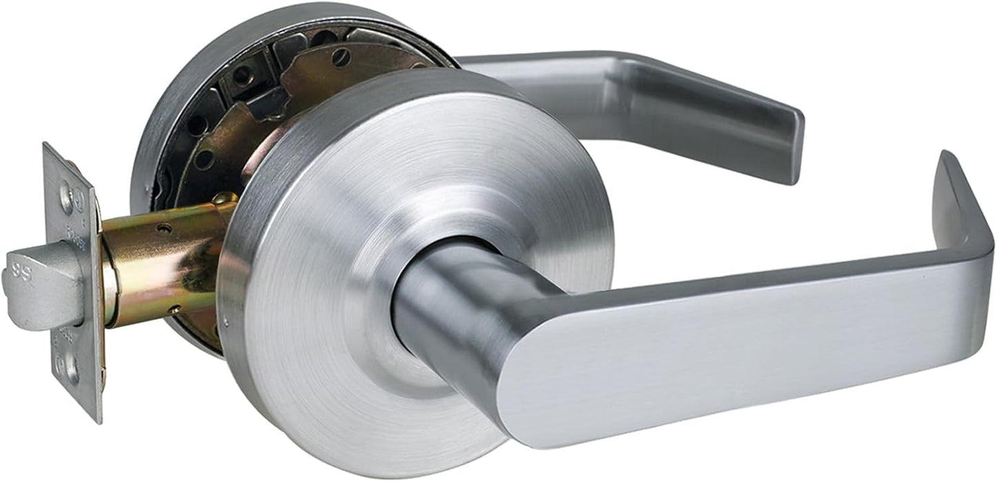 Heavy Duty Commercial Passage Door Lever Handle Set - Key-Less Hall & Closet Door Lever - Satin Chrome Finish - UL Listed & 3 Hour Fire Rated