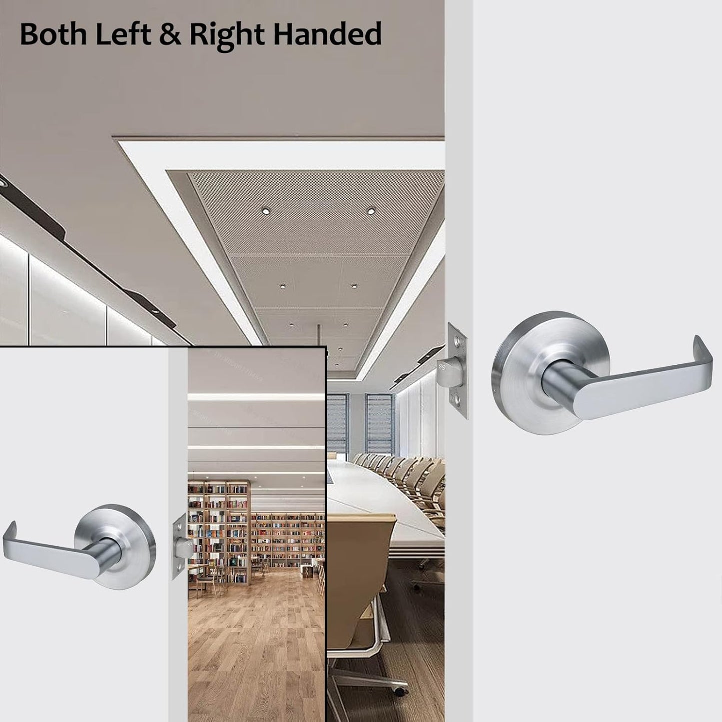 Heavy Duty Commercial Passage Door Lever Handle Set - Key-Less Hall & Closet Door Lever - Satin Chrome Finish - UL Listed & 3 Hour Fire Rated