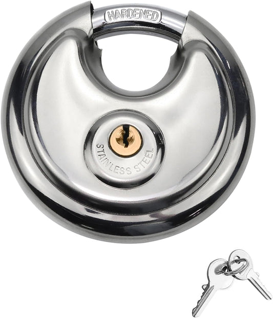 Heavy Duty Disc Padlock with Key for Warehouse, Garage, Gym, Storage Locker - Helonge Discus Pad Lock for Outdoor Use - WildKart