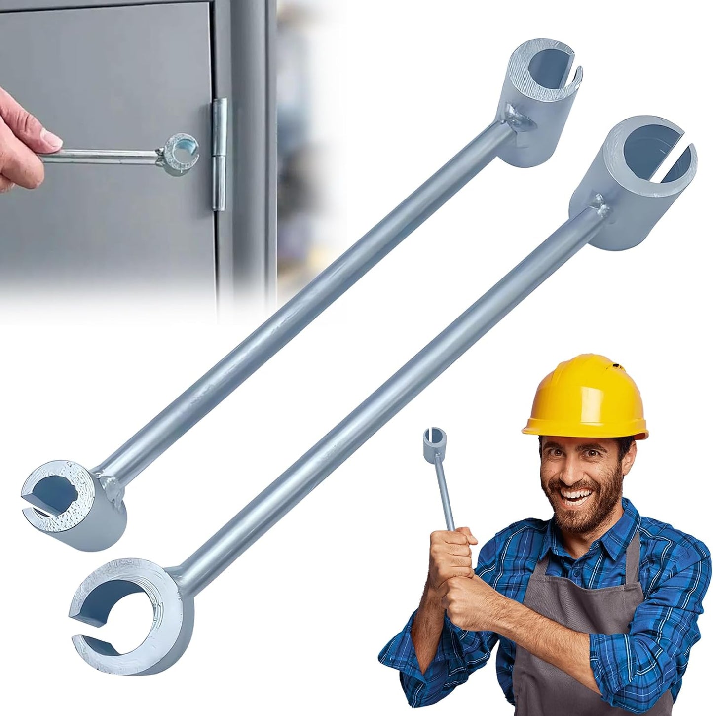Heavy Duty Door Hinge Adjustment Tool for Flag Hinges - Structural Steel Wrench for Door Alignment and Repair (14mm-18mm, 23mm-25mm)