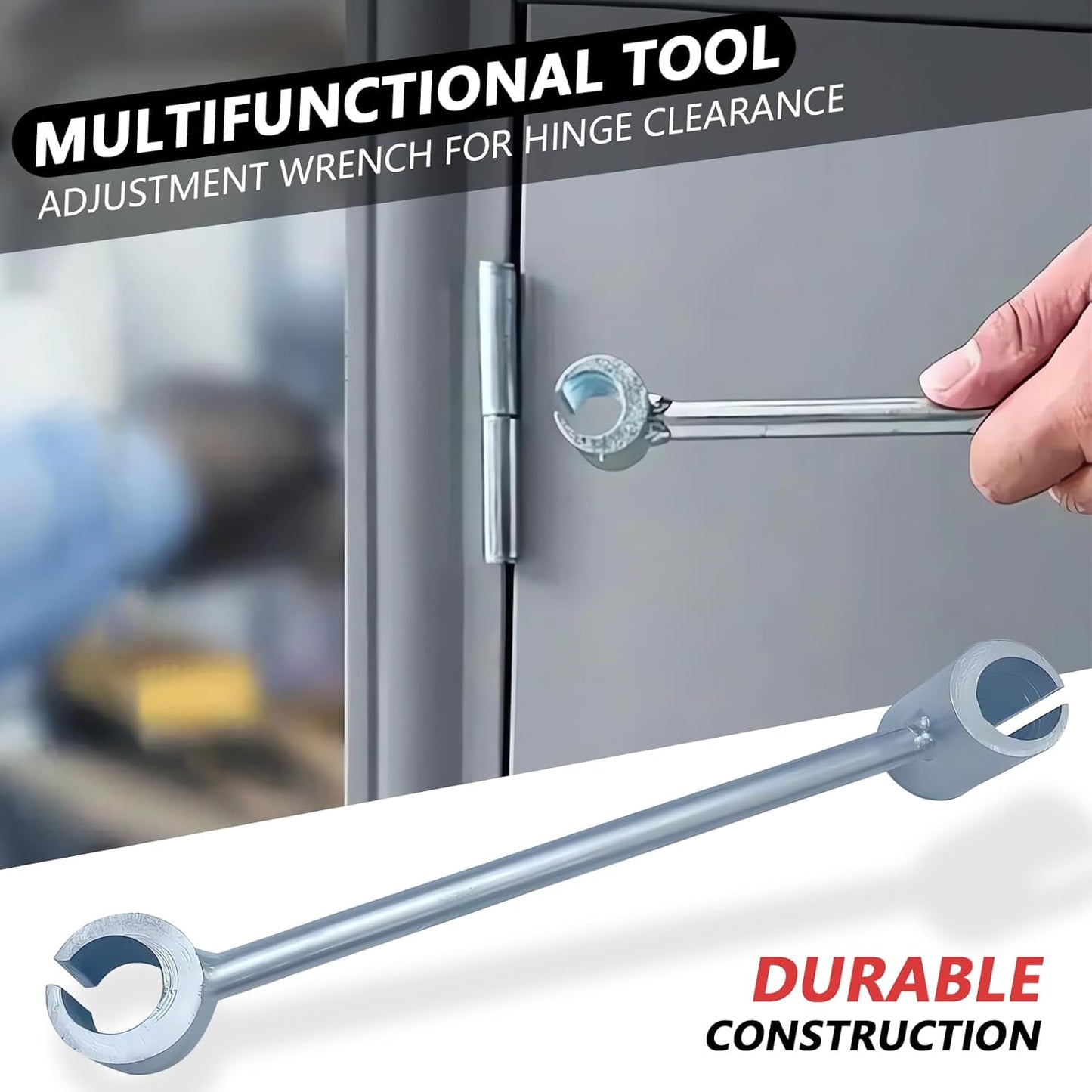 Heavy Duty Door Hinge Adjustment Tool for Flag Hinges - Structural Steel Wrench for Door Alignment and Repair (14mm-18mm, 23mm-25mm)