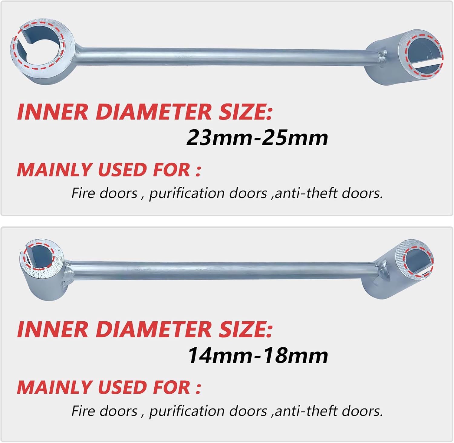 Heavy Duty Door Hinge Adjustment Tool for Flag Hinges - Structural Steel Wrench for Door Alignment and Repair (14mm-18mm, 23mm-25mm)