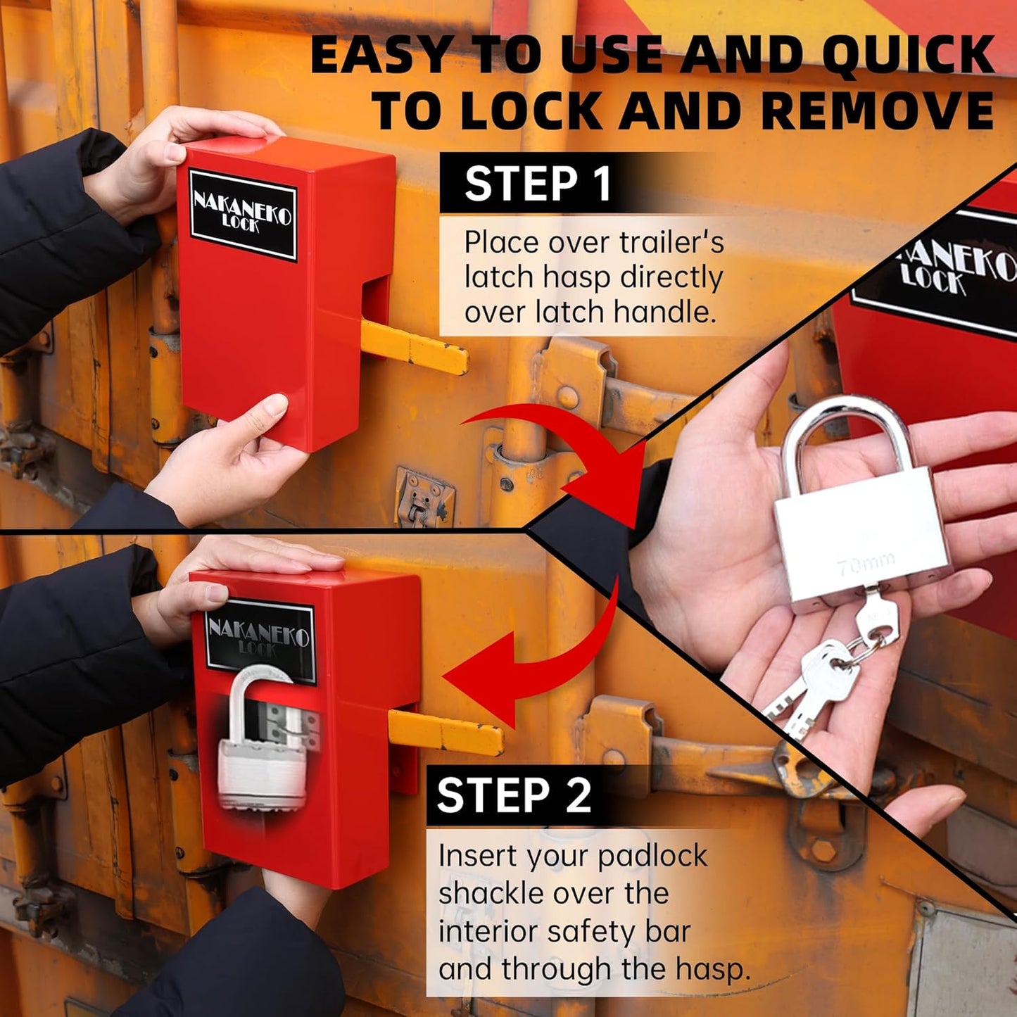 Heavy Duty Door Lock for Cam Bar Style Shipping Container Locks, Semi Trailers, Conex Latches, Box Trailers, Toy Haulers - Includes Padlock for Anti-Theft Protection