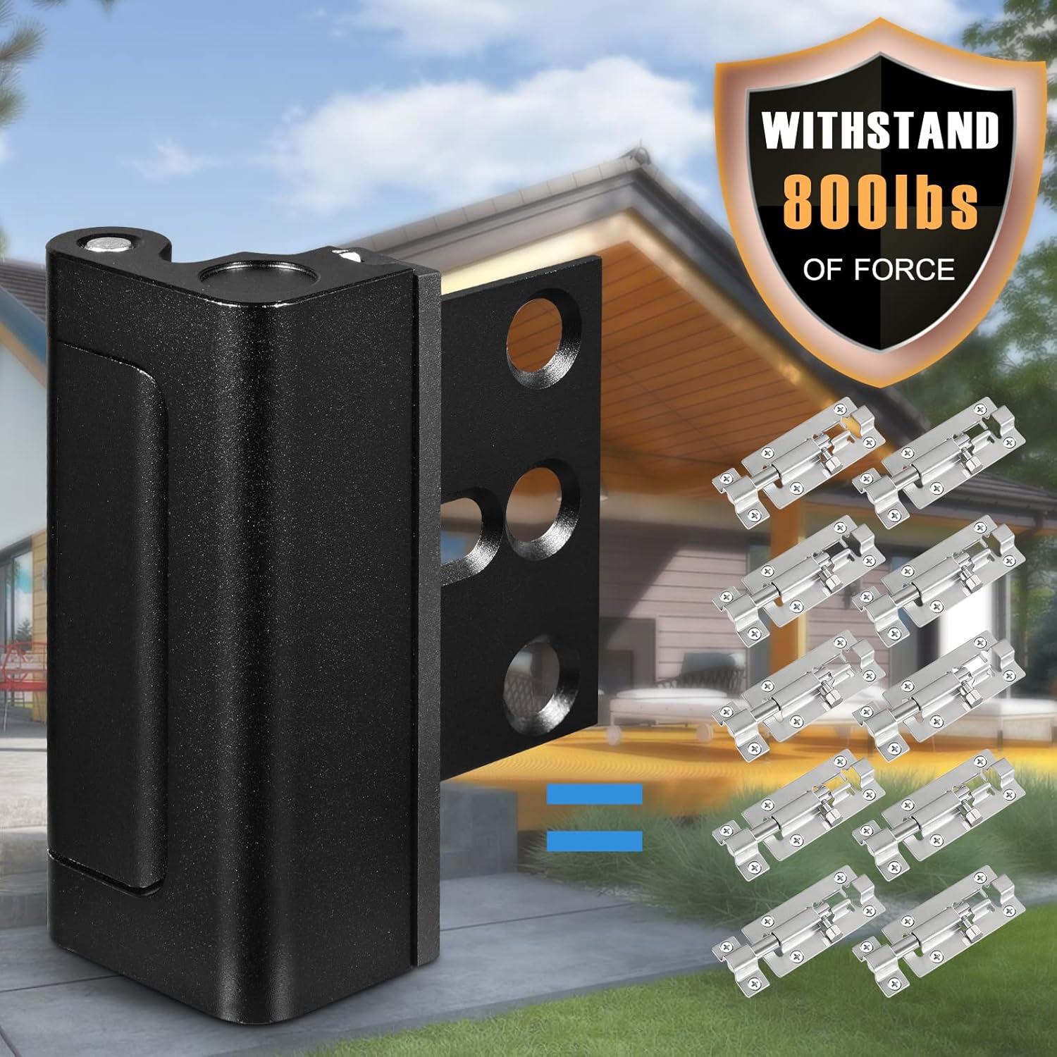 Heavy Duty Door Reinforcement Lock for Home Security - Childproof Latch Stopper with Padlock Holes. 7.5" Flip Gate Latch made of 4mm Aluminum for Outdoor Wooden Fence, Barn Door, Shed.