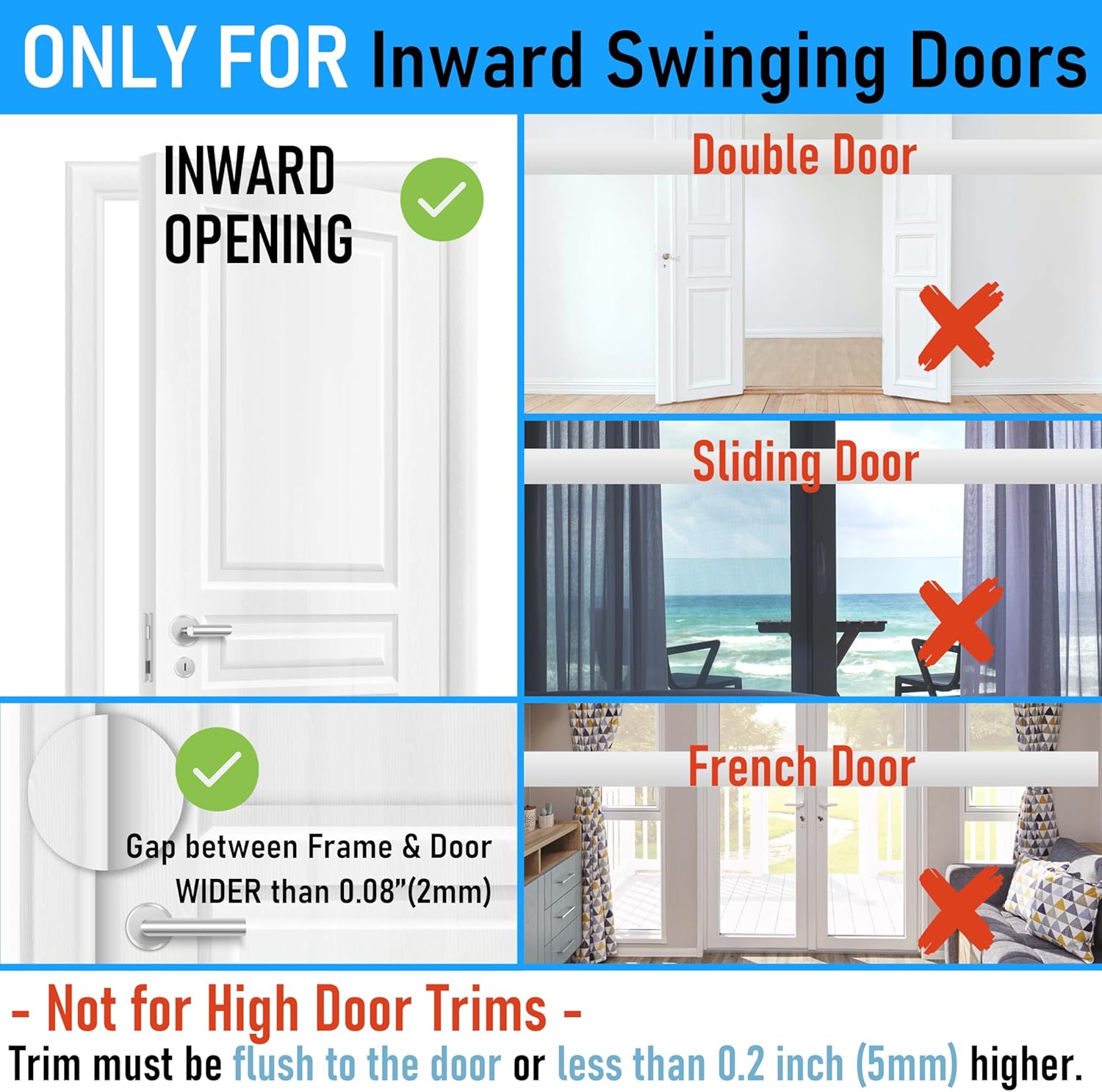 Heavy Duty Door Reinforcement Lock for Home Security - Childproof Latch Stopper with Padlock Holes. 7.5" Flip Gate Latch made of 4mm Aluminum for Outdoor Wooden Fence, Barn Door, Shed.