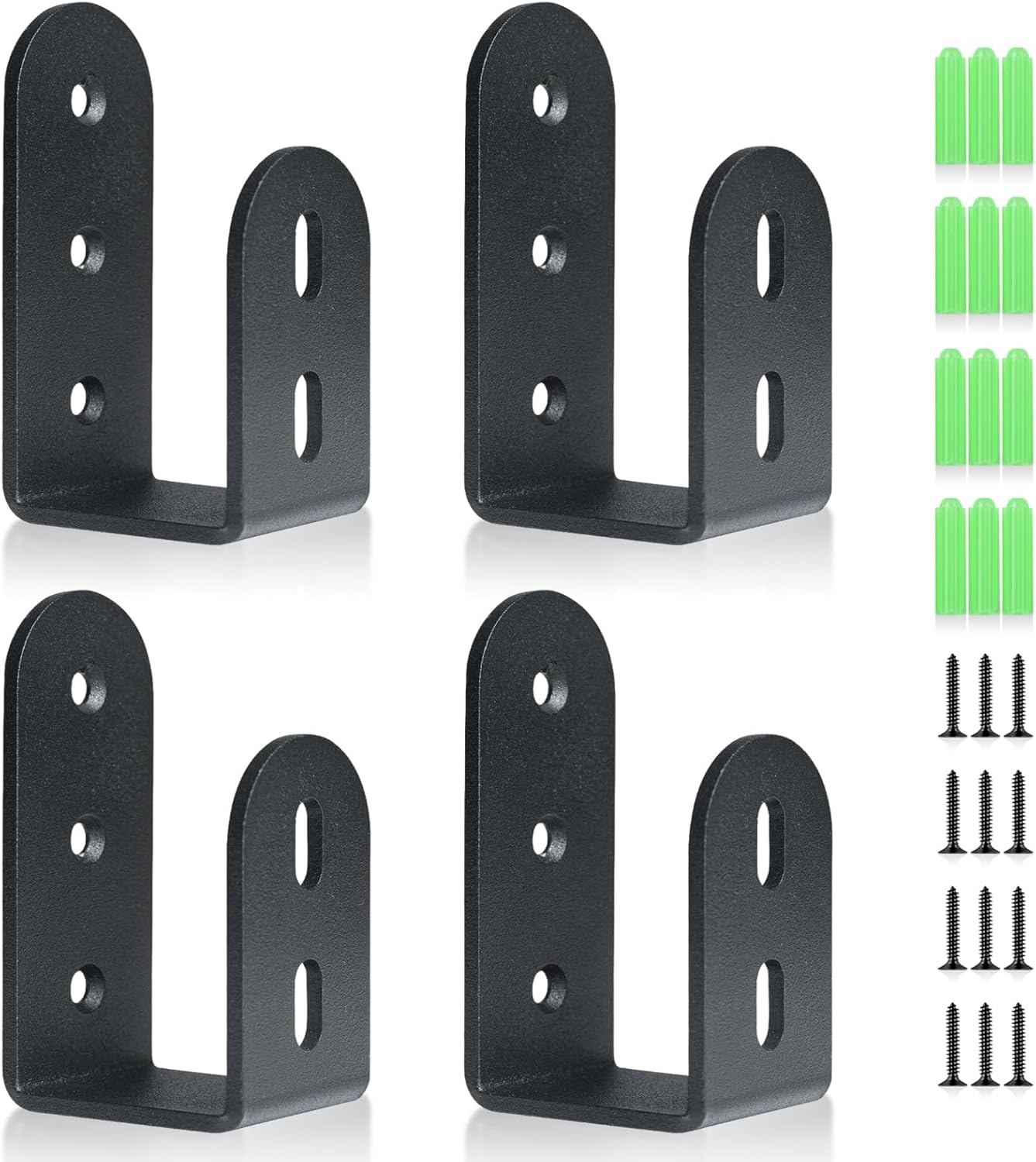Heavy Duty Door Security Brackets for 2x4 Lumber - Steel U Bracket Door Barricade Brackets for Indoor/Outdoor Security (4 Pack)