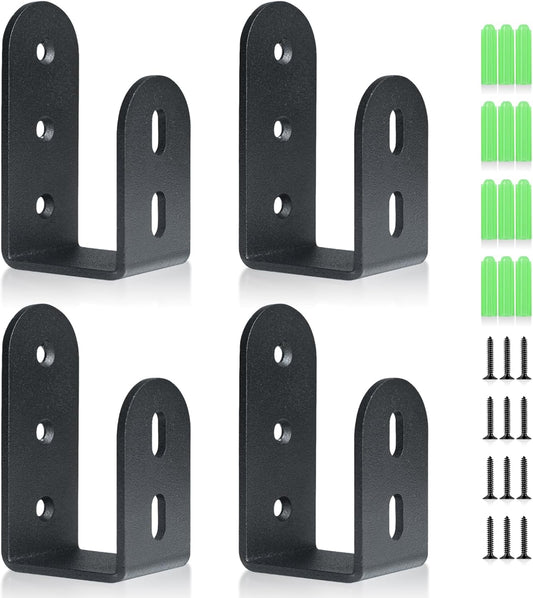 Heavy Duty Door Security Brackets for 2x4 Lumber - Steel U Bracket Door Barricade Brackets for Indoor/Outdoor Security (4 Pack)