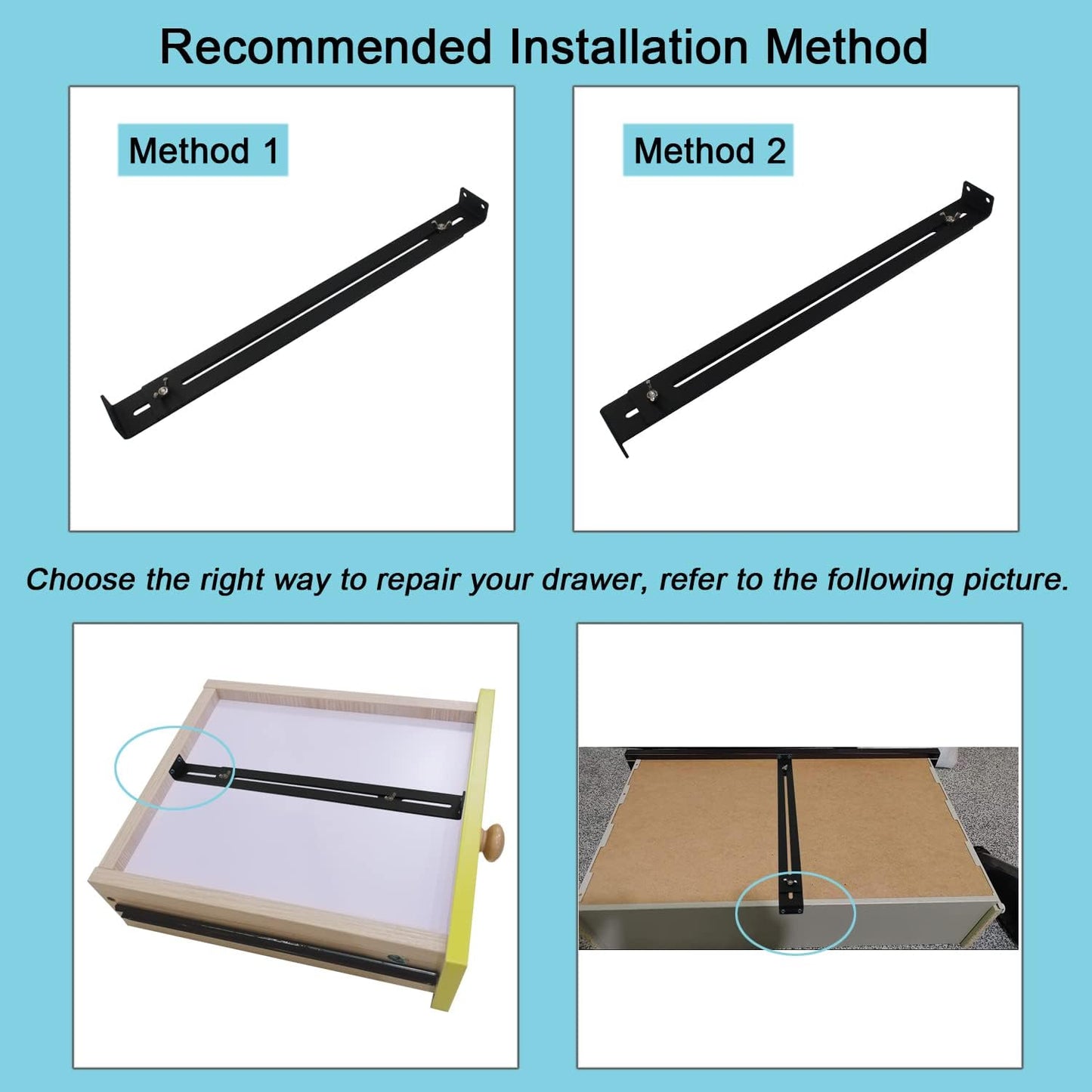 Heavy Duty Drawer Repair Kit for Wooden/MDF/Chipboard Cabinets - Includes Brackets, Mounts, and Screws to Reinforce Furniture