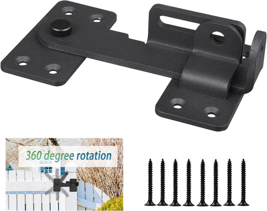 Heavy Duty Flip Gate Latch Lock for Wooden Fence with Padlock Hole - Ideal for Barn Door, Fence Gate, Shed, Cabinet - Black (1 pc)