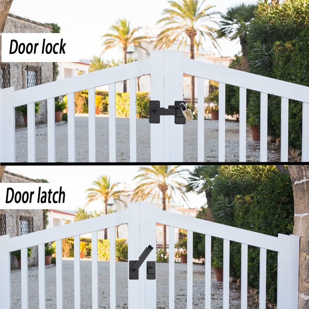 Heavy Duty Flip Gate Latch Lock for Wooden Fence with Padlock Hole - Ideal for Barn Door, Fence Gate, Shed, Cabinet - Black (1 pc)