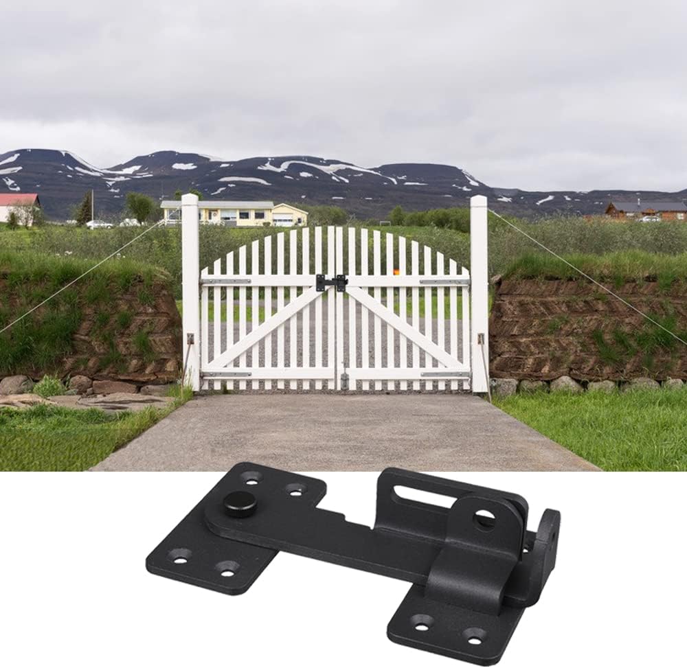 Heavy Duty Flip Gate Latch Lock for Wooden Fence with Padlock Hole - Ideal for Barn Door, Fence Gate, Shed, Cabinet - Black (1 pc)
