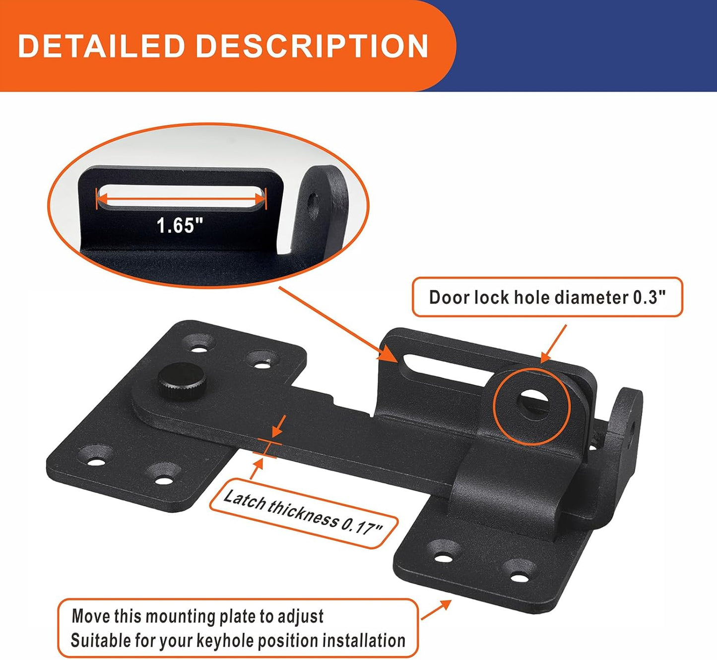 Heavy Duty Flip Latch Lock with Padlock Hole for Wooden Fences, Cabinets, Bathrooms & Windows
