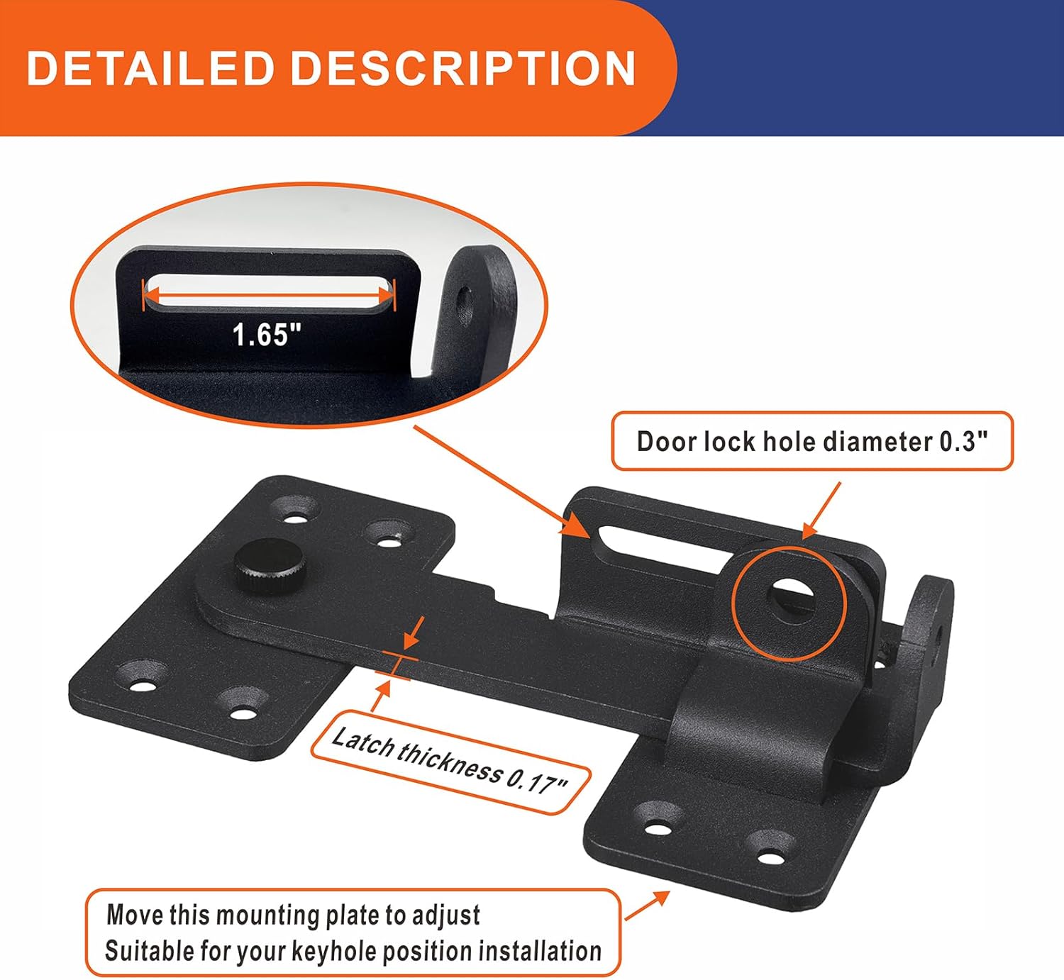Heavy Duty Flip Latch Lock with Padlock Hole for Wooden Fences, Cabinets, Bathrooms & Windows