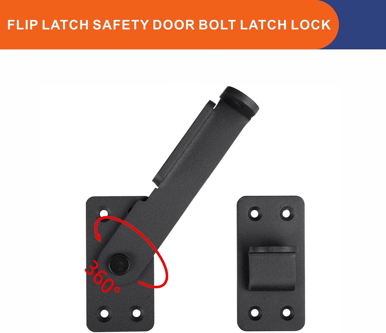 Heavy Duty Flip Latch Lock with Padlock Hole for Wooden Fences, Cabinets, Bathrooms & Windows