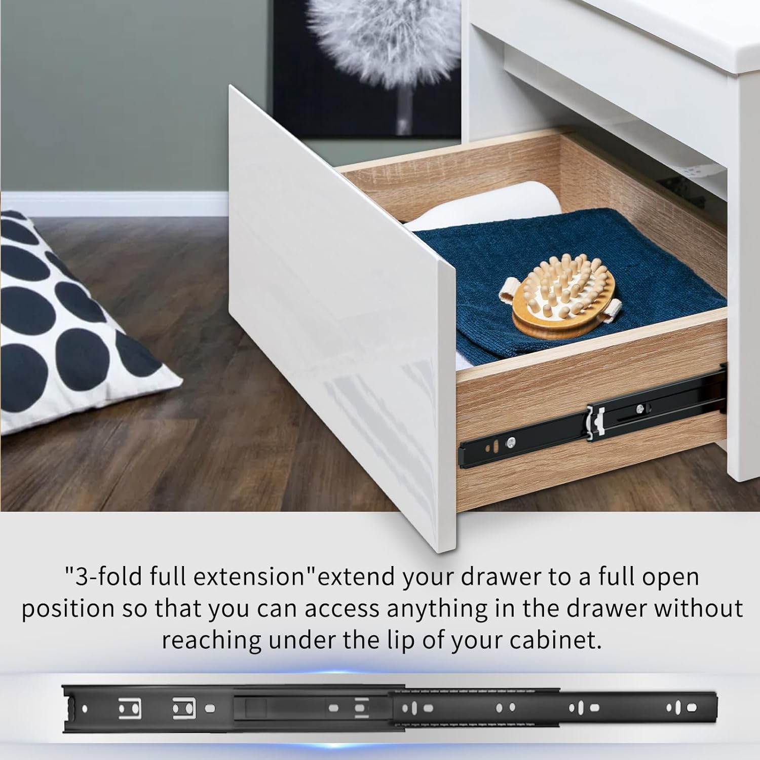 Heavy Duty Full Extension Drawer Slides Side Mount - 1 Pair, 10 Inch - Black Metal Ball Bearing Rails with 100 Pound Load Capacity