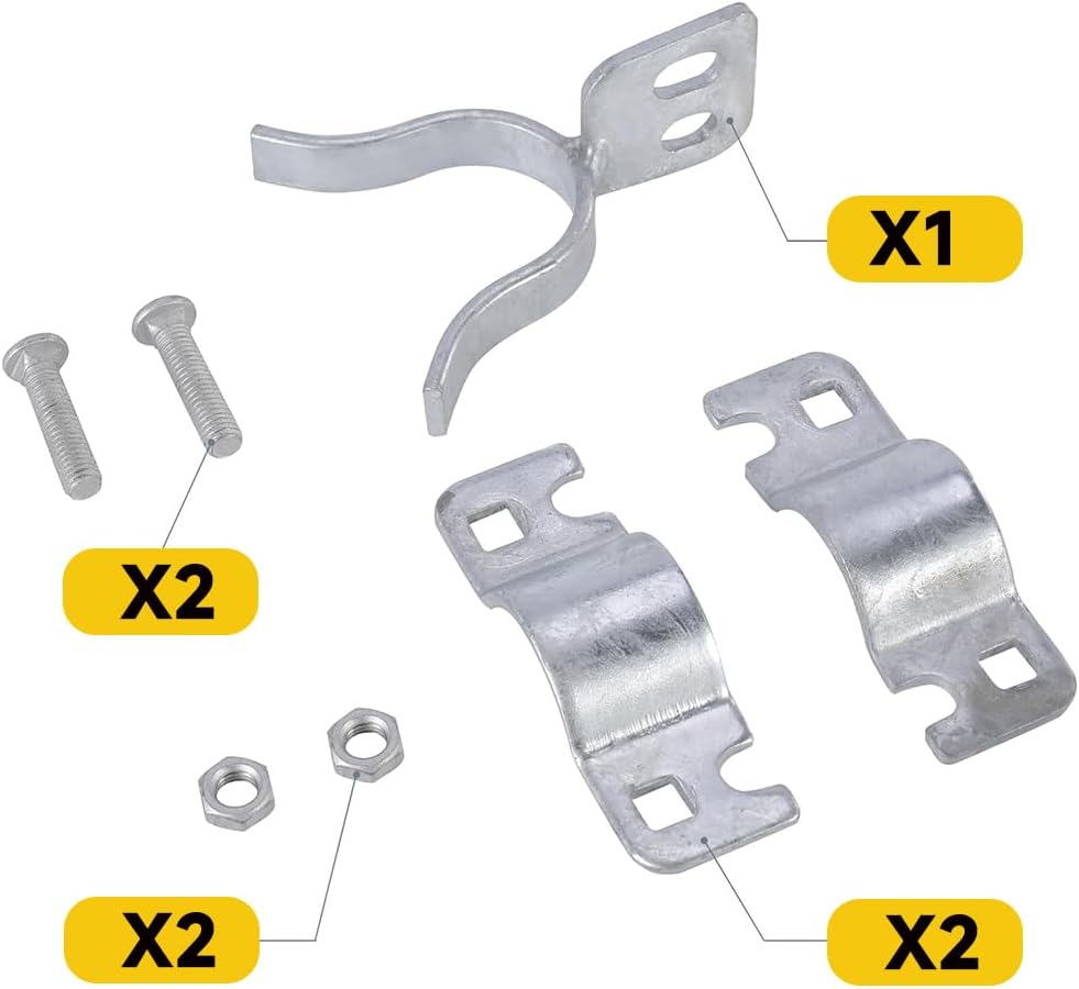 Heavy-Duty Galvanized Gate Fork Latch for Chain Link Fence Gates, 1-3/8" OD, with Padlock Hole - Complete Set (2 Pack)