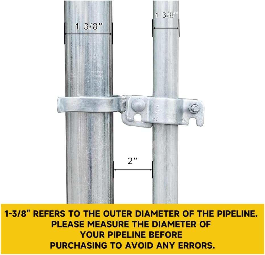 Heavy-Duty Galvanized Gate Fork Latch for Chain Link Fence Gates, 1-3/8" OD, with Padlock Hole - Complete Set (2 Pack)