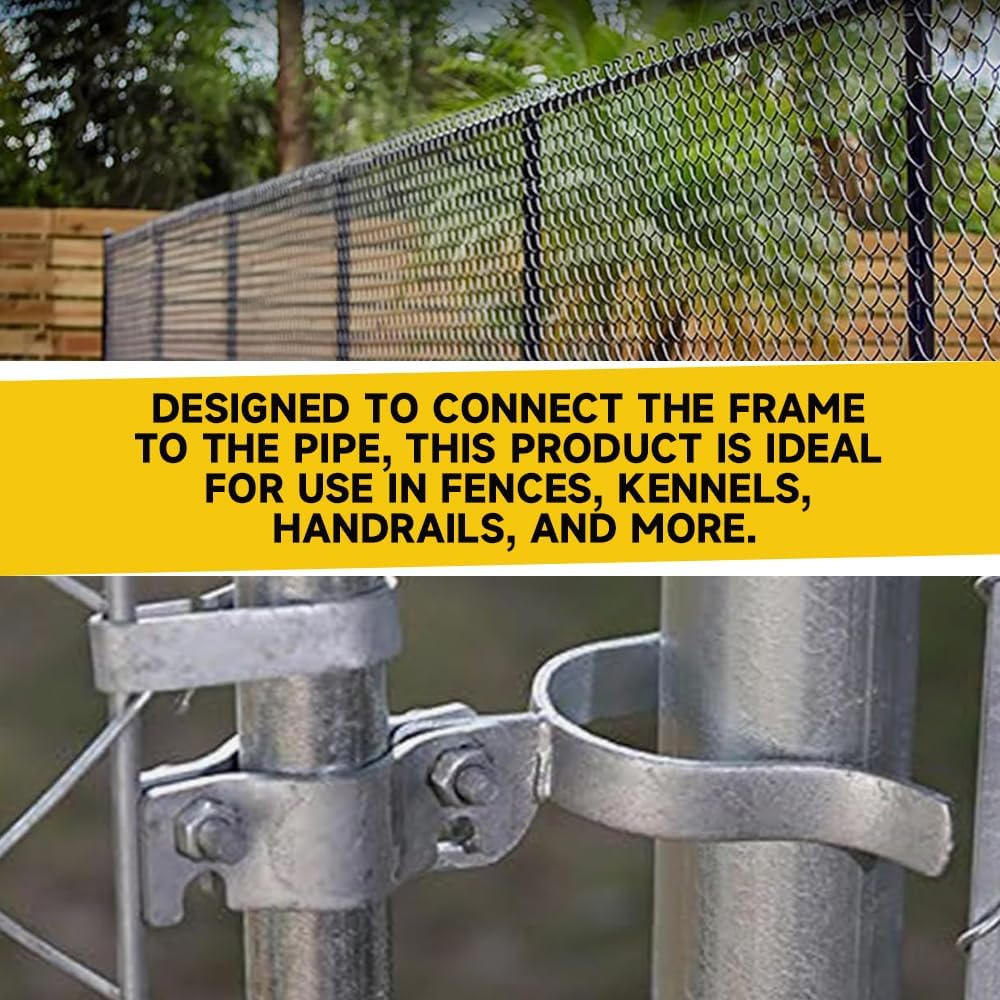 Heavy-Duty Galvanized Gate Fork Latch for Chain Link Fence Gates, 1-3/8" OD, with Padlock Hole - Complete Set (2 Pack)