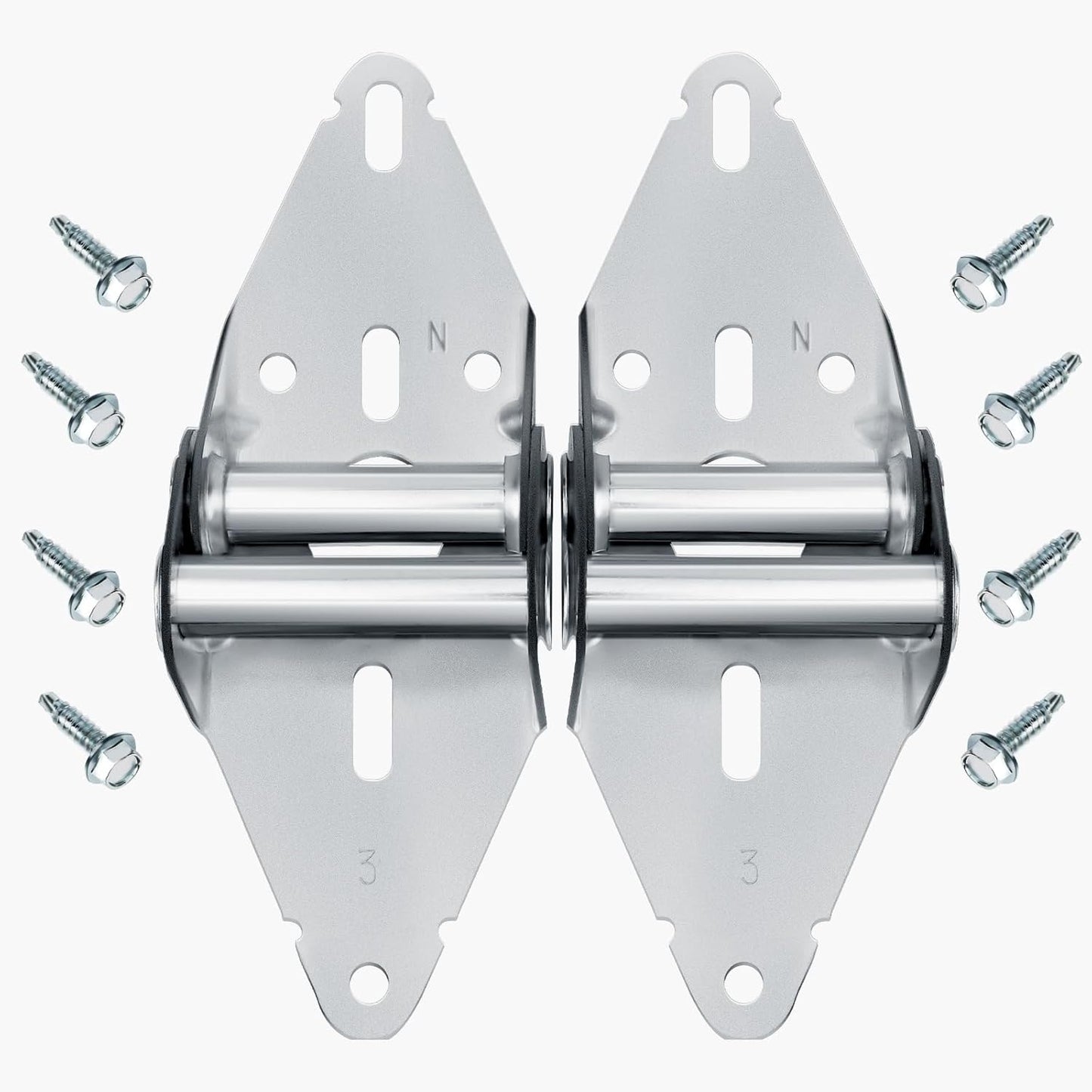 Heavy Duty Galvanized Sheet Metal Garage Door Hinges #3 - 14 Gauge Steel for Residential & Light Commercial Doors - 1 Pair with 8 Screws