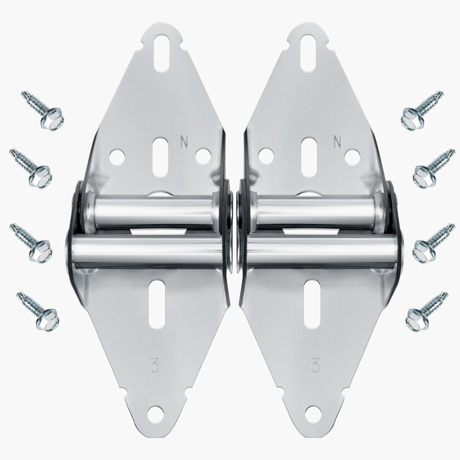 Heavy Duty Galvanized Sheet Metal Garage Door Hinges #3 - 14 Gauge Steel for Residential & Light Commercial Doors - 1 Pair with 8 Screws