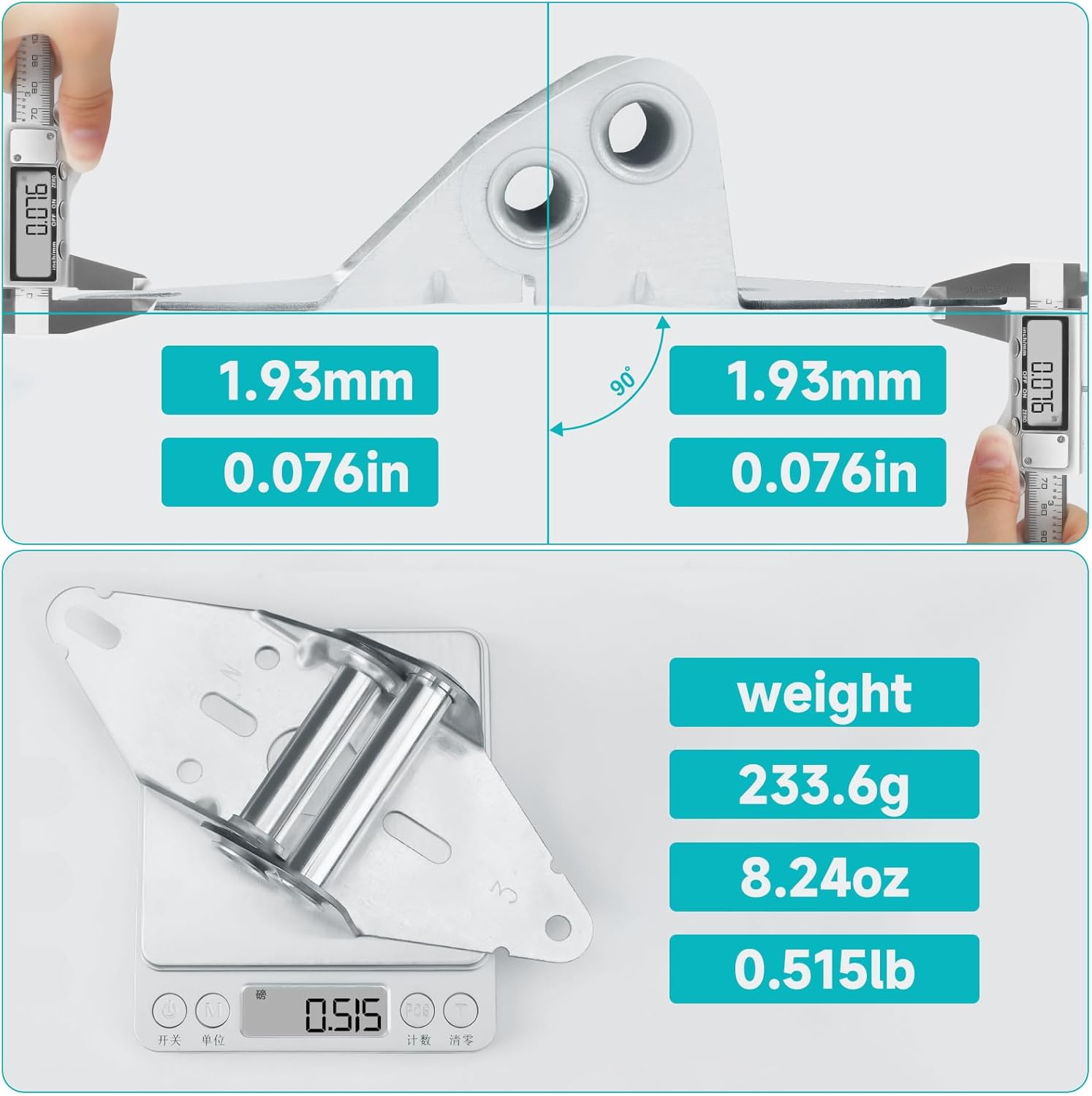Heavy Duty Galvanized Sheet Metal Garage Door Hinges #3 - 14 Gauge Steel for Residential & Light Commercial Doors - 1 Pair with 8 Screws