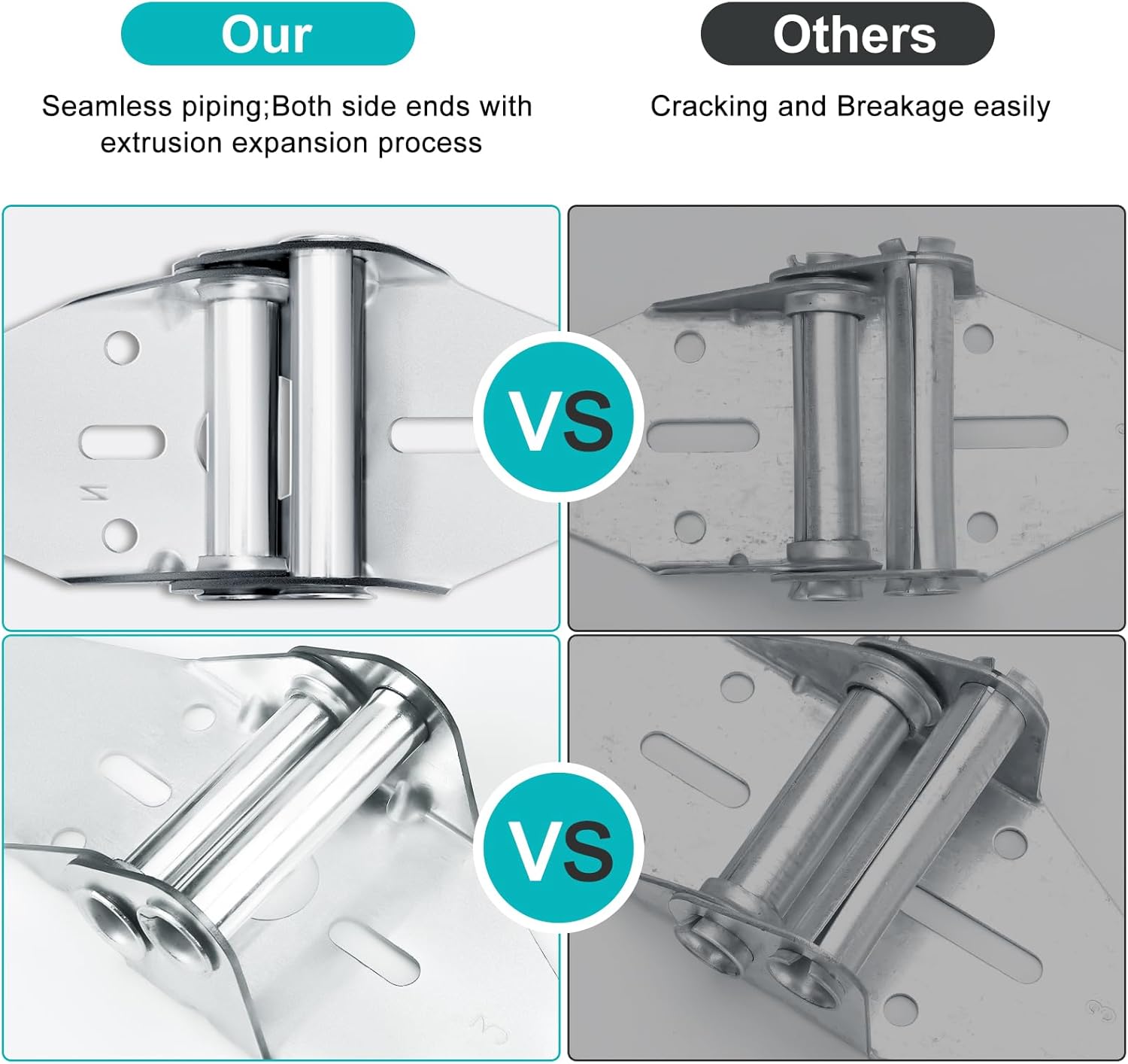 Heavy Duty Galvanized Sheet Metal Garage Door Hinges #3 - 14 Gauge Steel for Residential & Light Commercial Doors - 1 Pair with 8 Screws