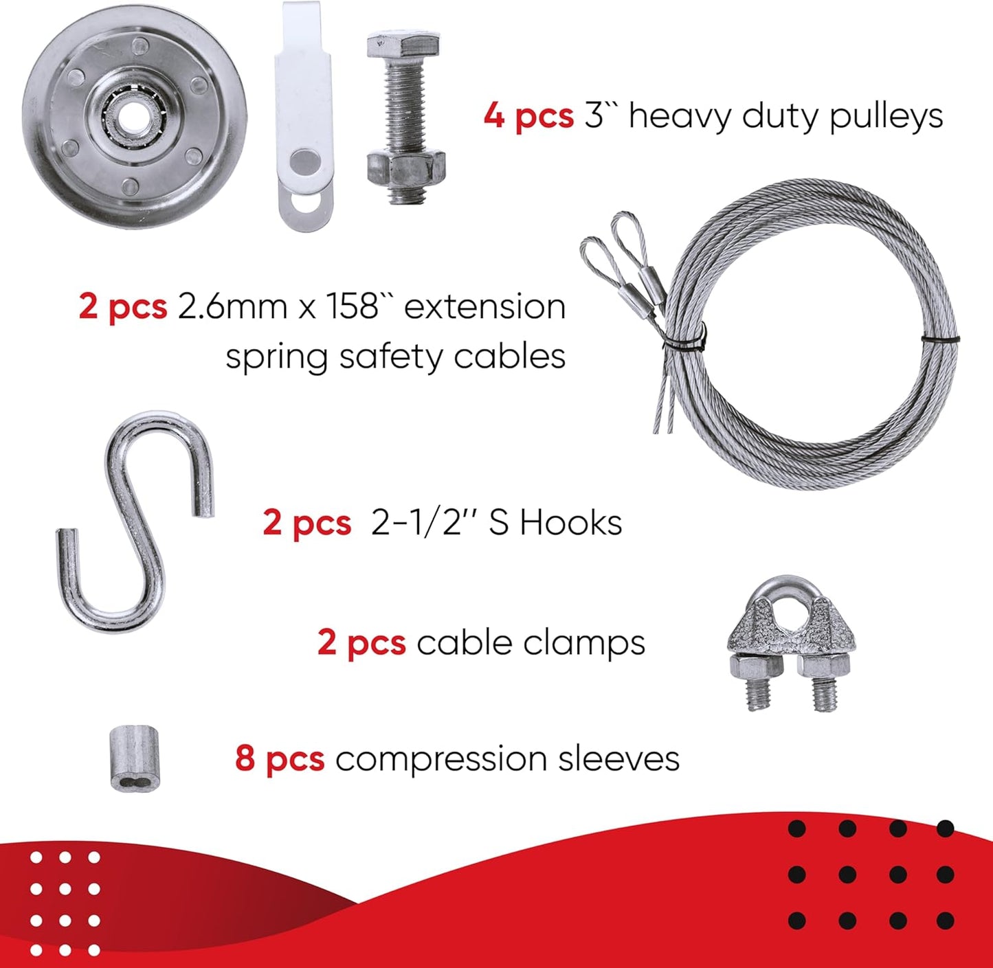 Heavy Duty Garage Door Cable and Pulley Replacement Kit by Granatan