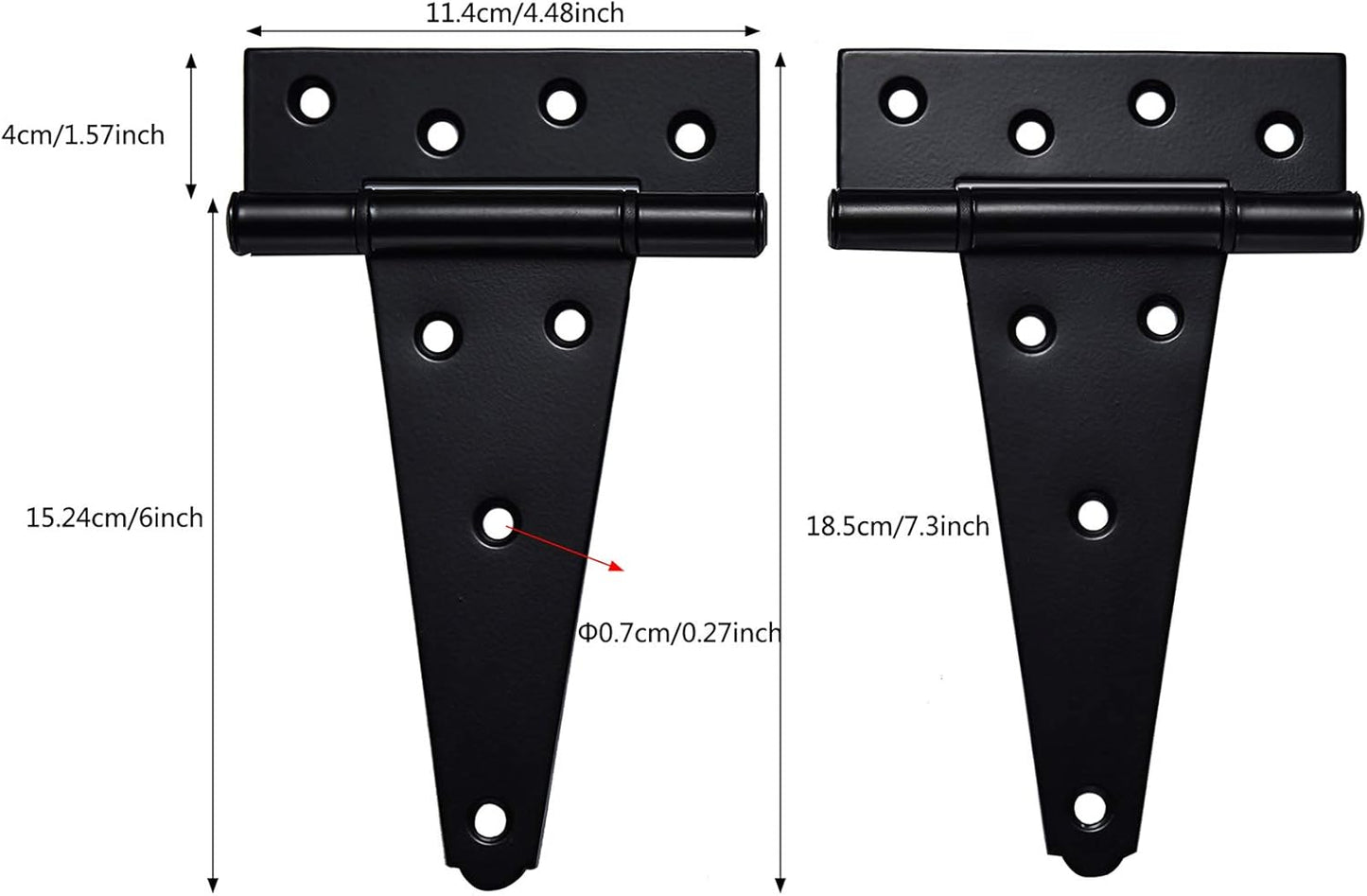 Heavy Duty Gate Hardware Kit with Self Locking Latch, 6" T-Strap Hinges, 10" Handle - Shed Door Set for Wooden Vinyl Fence, Farm, Garden - Black Finish - WildKart
