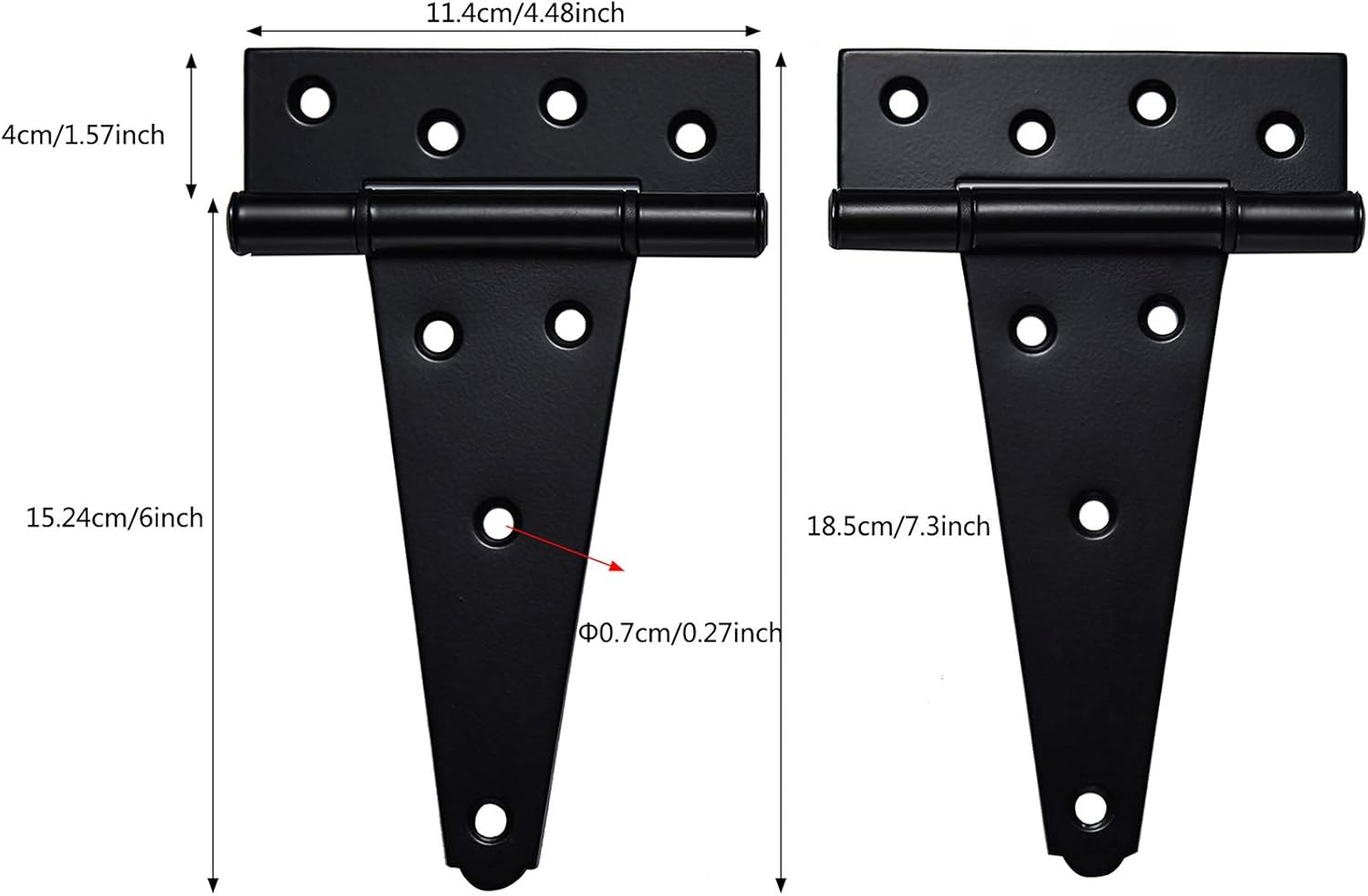 Heavy Duty Gate Hardware Kit with Self Locking Latch, 6" T-Strap Hinges, 10" Handle - Shed Door Set for Wooden Vinyl Fence, Farm, Garden - Black Finish - WildKart