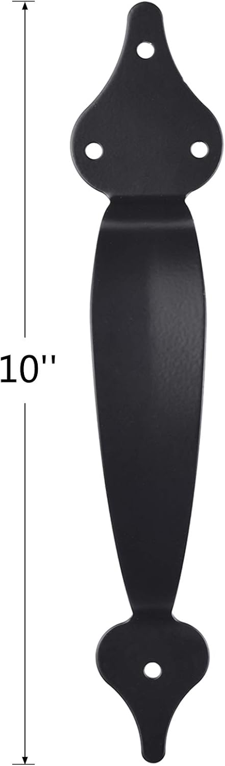 Heavy Duty Gate Hardware Kit with Self Locking Latch, 6" T-Strap Hinges, 10" Handle - Shed Door Set for Wooden Vinyl Fence, Farm, Garden - Black Finish - WildKart