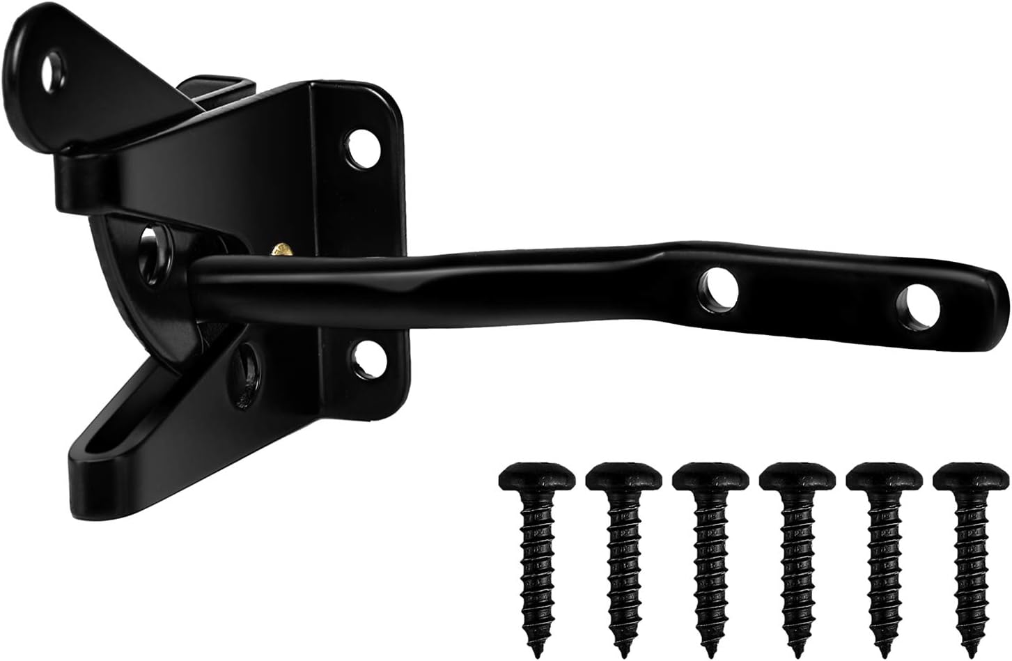 Heavy Duty Gate Hardware Kit with Self Locking Latch, 6" T-Strap Hinges, 10" Handle - Shed Door Set for Wooden Vinyl Fence, Farm, Garden - Black Finish - WildKart