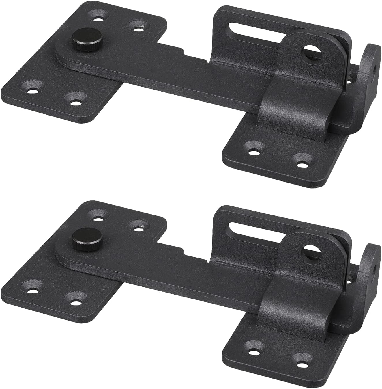 Heavy Duty Gate Latch Lock with Padlock Hole for Wooden Fences, Barn Doors, Sheds, Cabinets - 180° Design, Black (2 pcs)