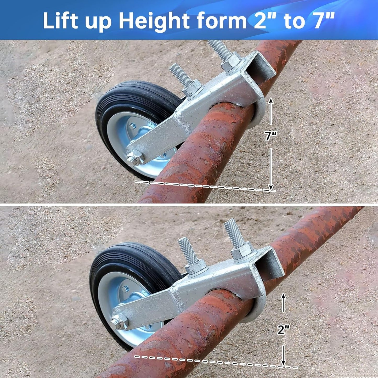 Heavy Duty Gate Wheel 2 Pack for Metal Swing Gates - Fits 1-5/8" to 2" Frames - Gate Support Caster for Chain Link Fences