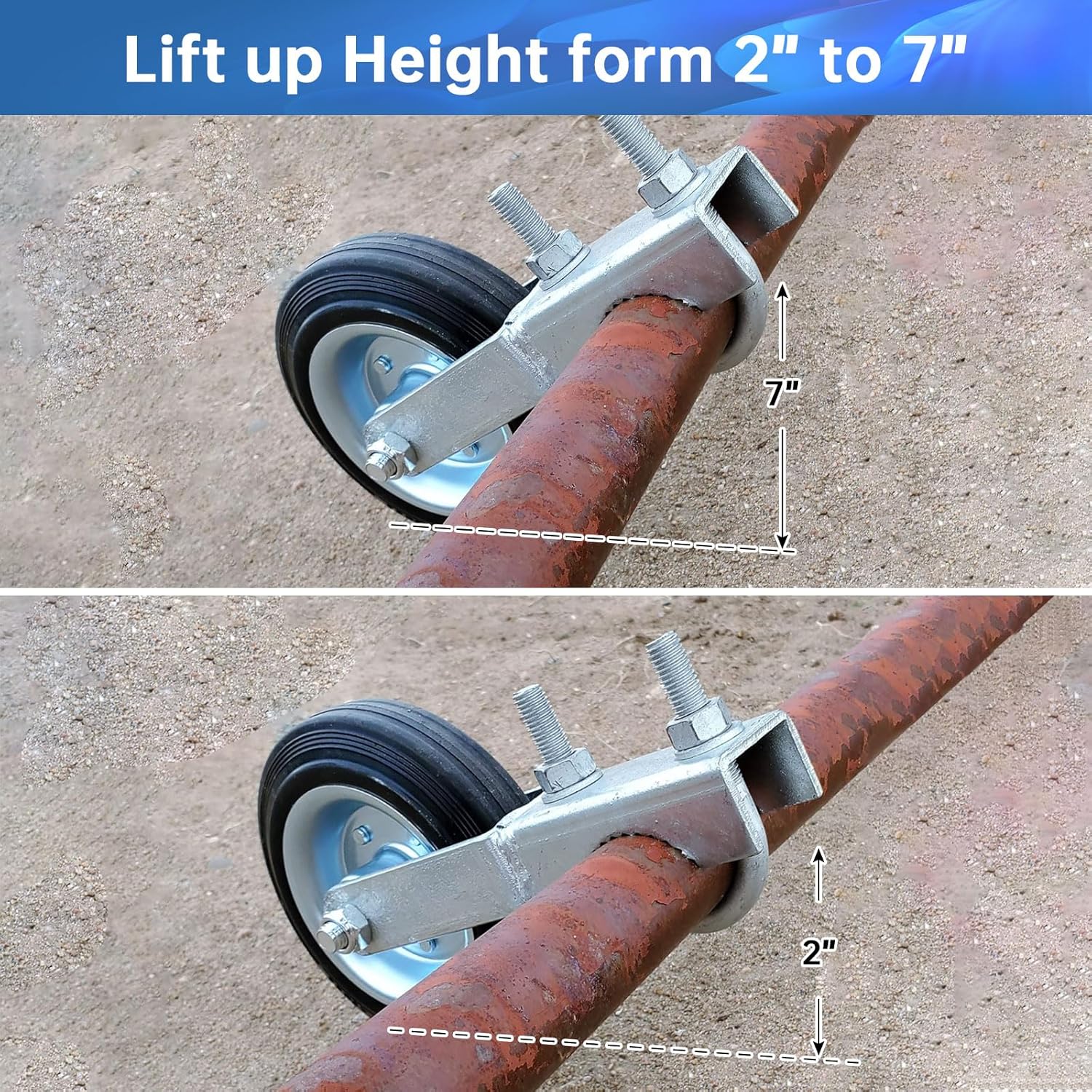 Heavy Duty Gate Wheel 2 Pack for Metal Swing Gates - Fits 1-5/8" to 2" Frames - Gate Support Caster for Chain Link Fences