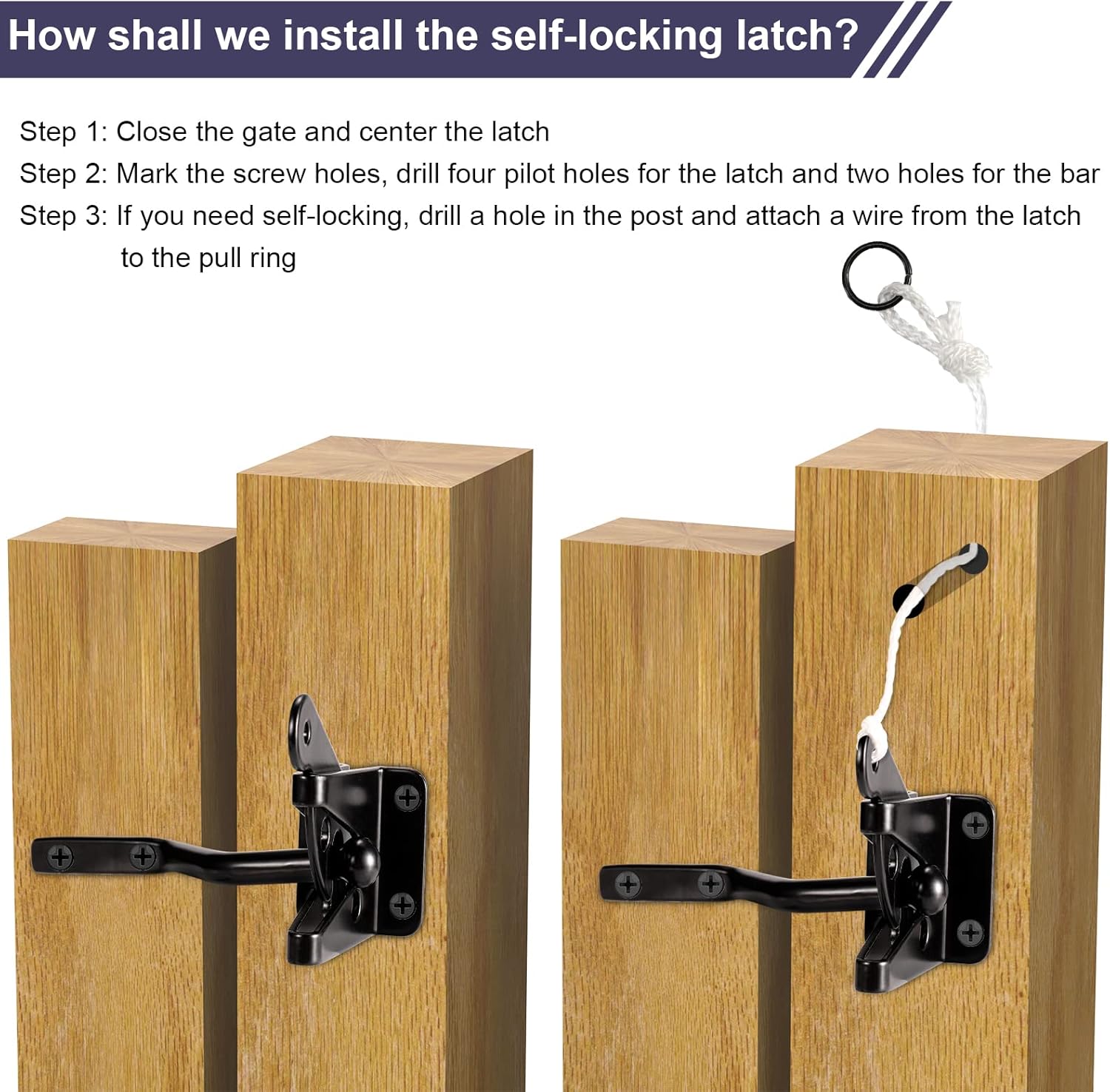 Heavy Duty Gold Oracle Gate Corner Brace Bracket Kit for Wooden Gates - Includes Anti-Sag Hardware and Latch