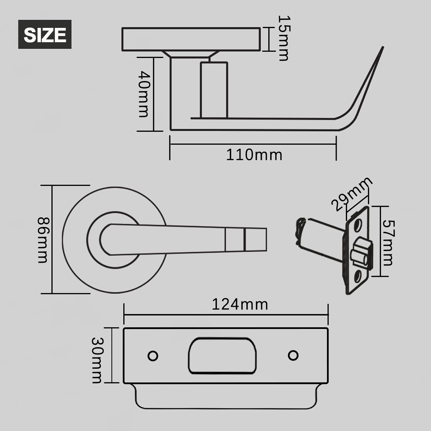 Heavy Duty Grade 2 Commercial Storeroom Door Handle Lock - Non-Handed, ADA Compliant, UL 3 Hour Fire Rated - Satin Chrome Finish 26D, 2-3/4'' Backset